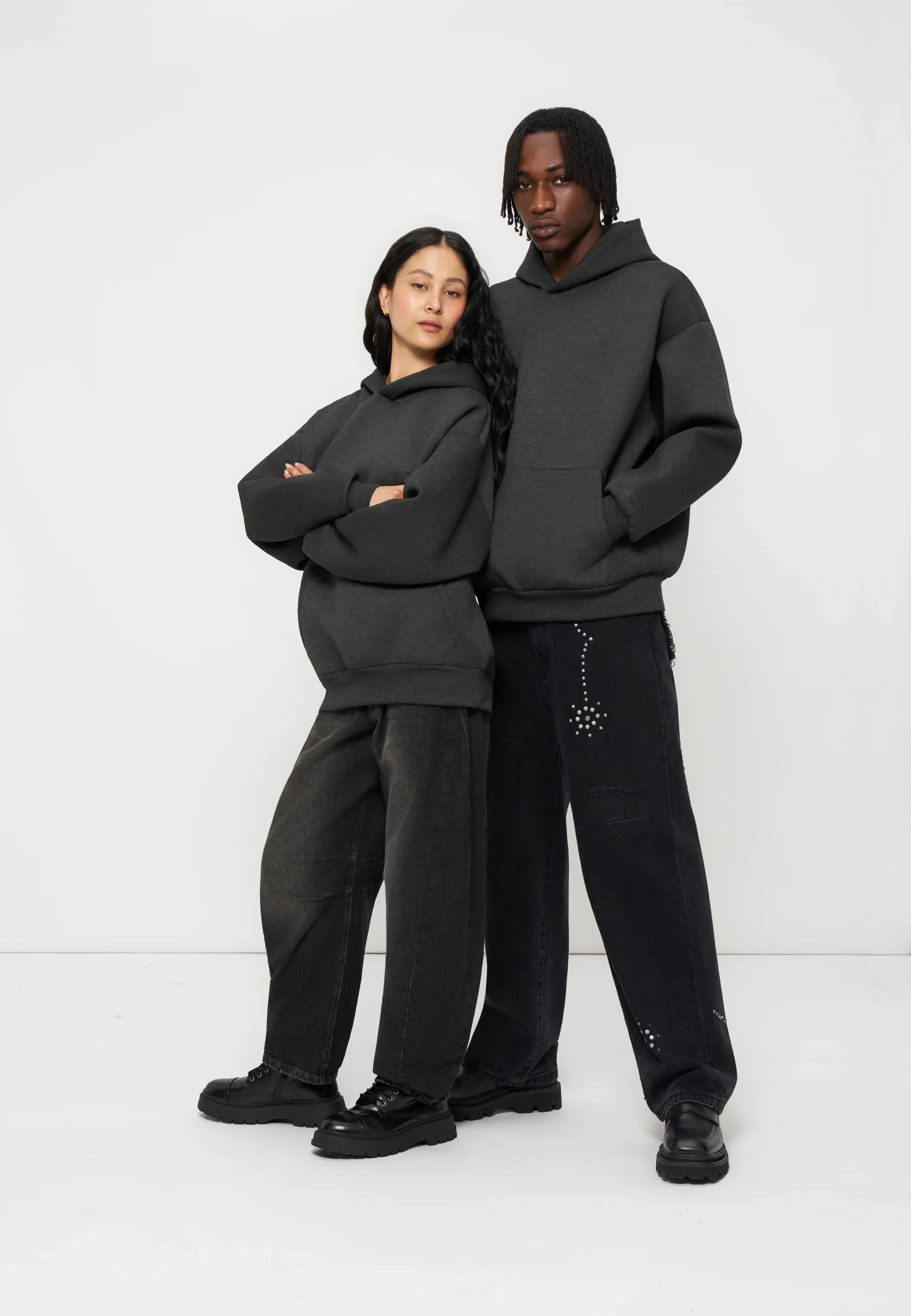 Yourturn Fleece à capuche unisexe gris foncé mélangé