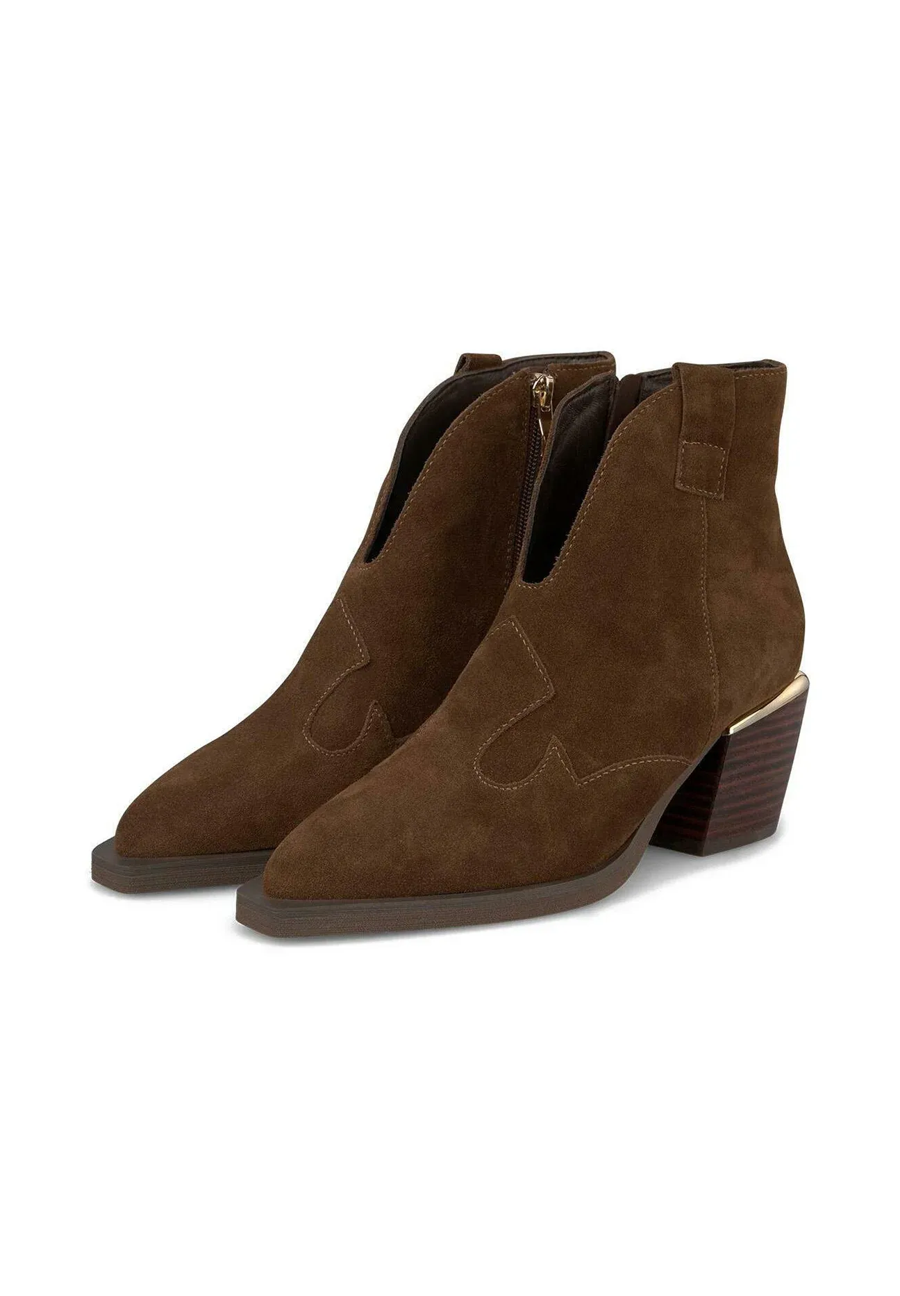 Alma Bottes Texanes Biker à Bout Pointu et Fermeture Éclair Marron Foncé