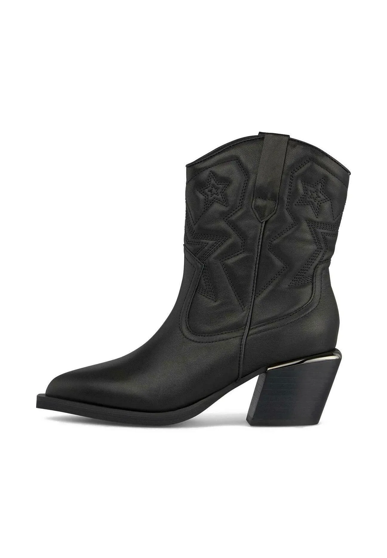 Alma En Pena Bottes texanes biker à talon aigu et fermeture éclair, noir