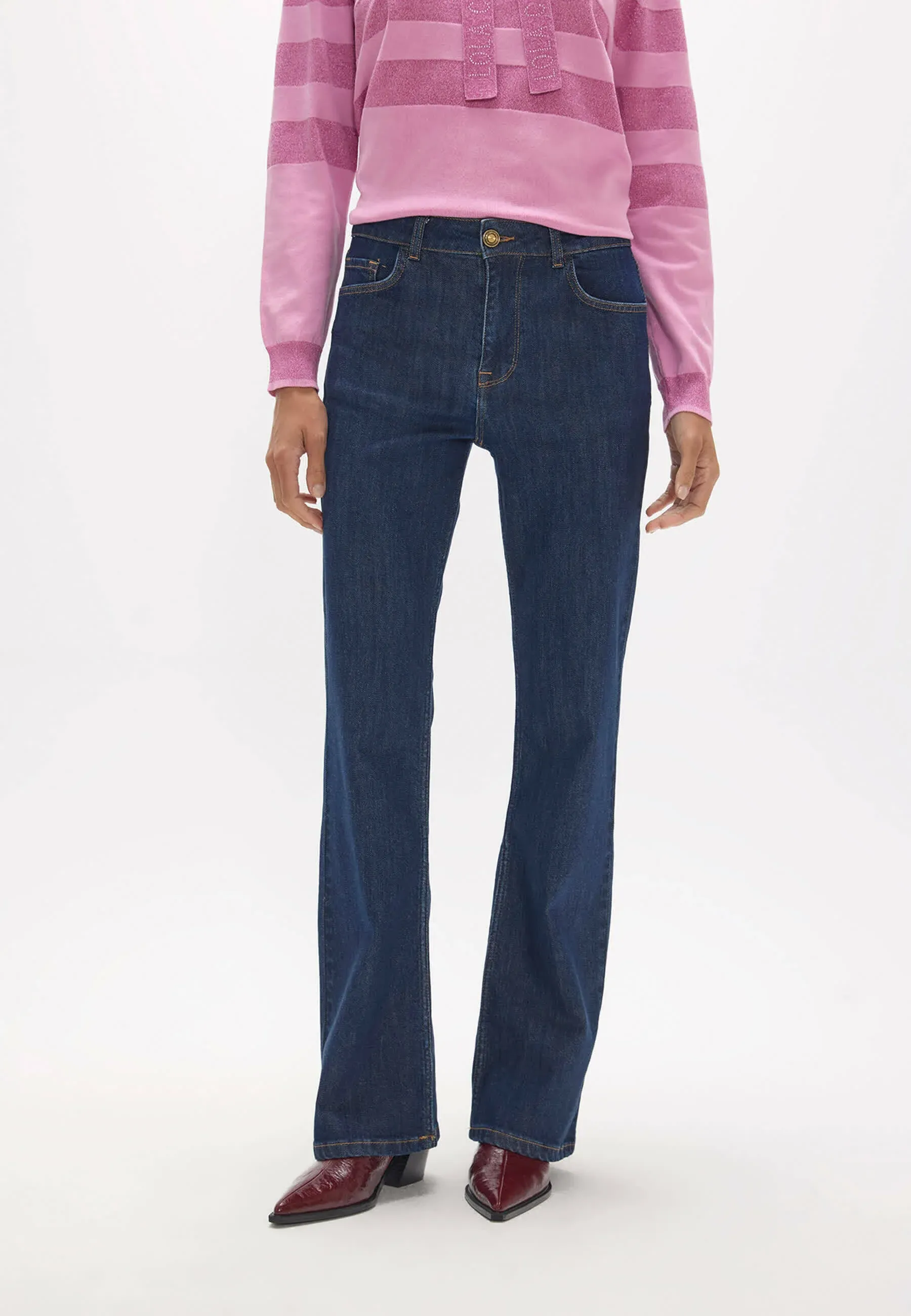 Jean femme Lola Casademunt à jambe droite bleu foncé en denim