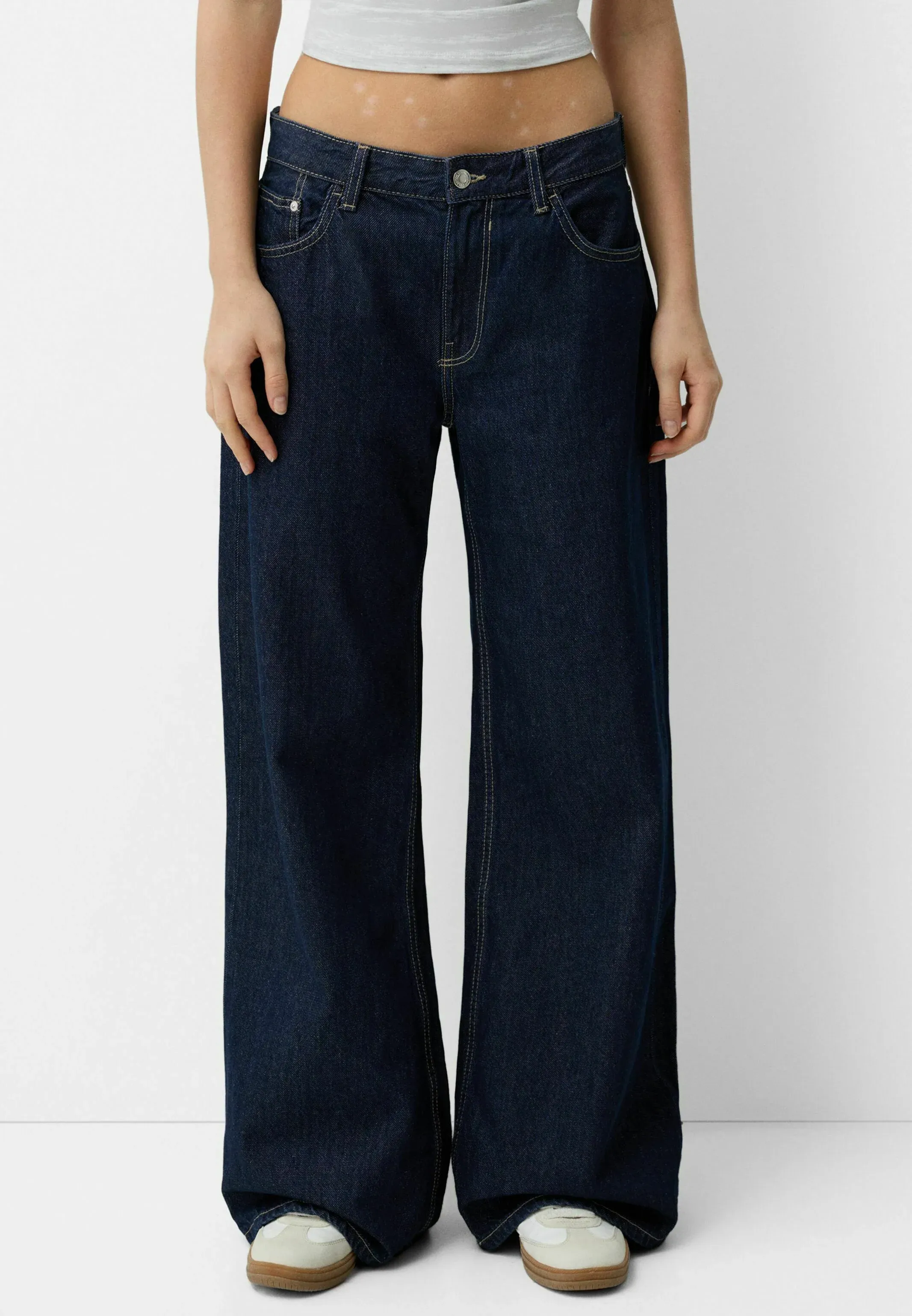 Bershka Jeans Jambe Large Bleu Royal