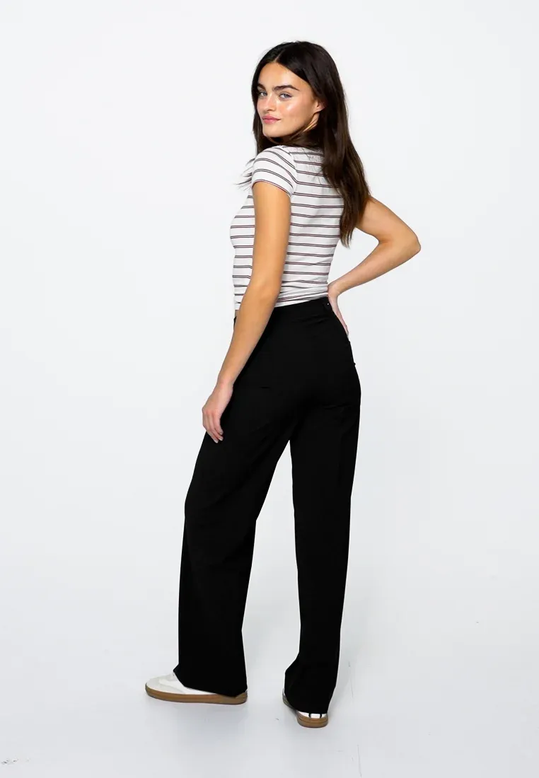 Pantalon droit structuré Bershka noir