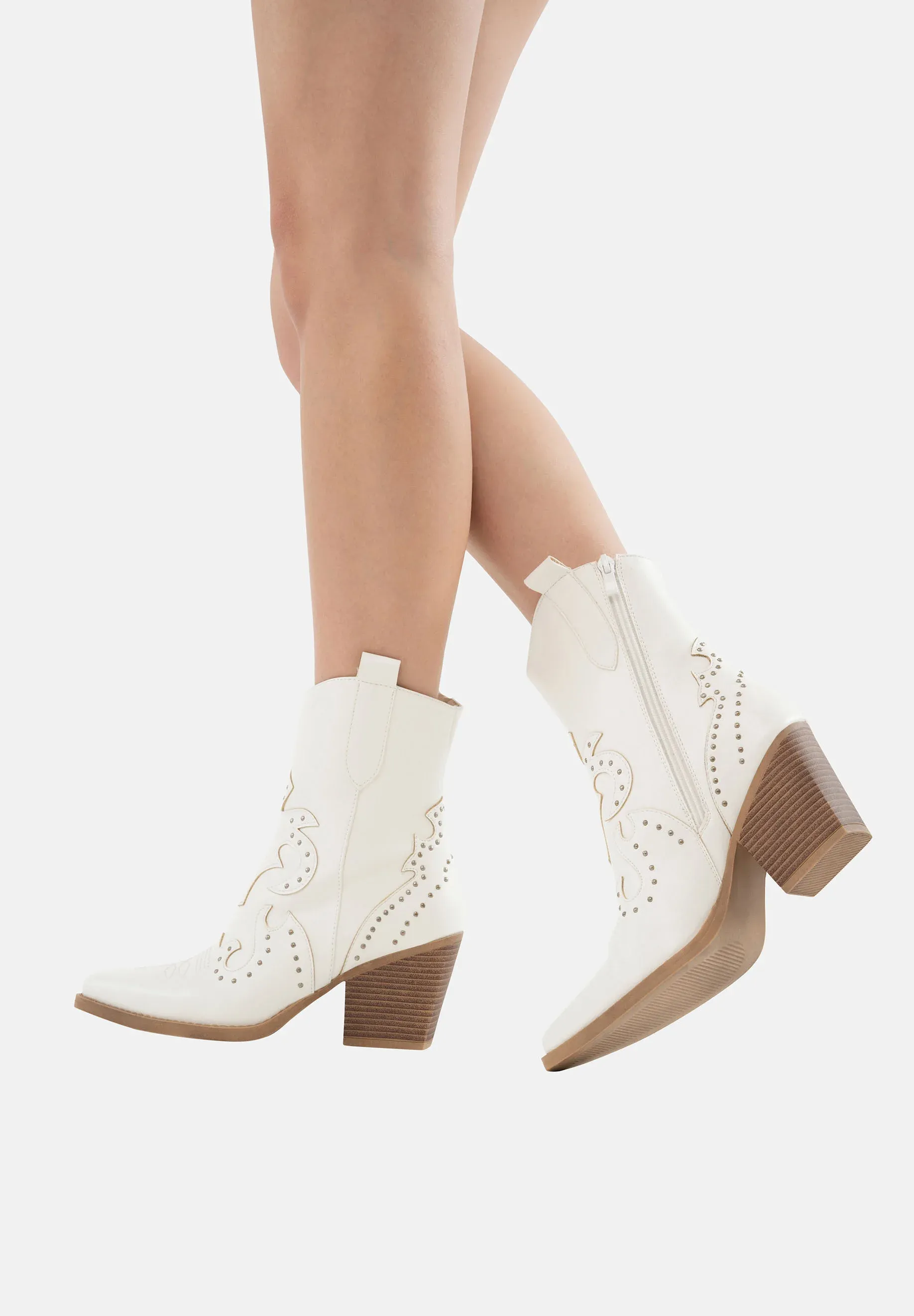 Salinyang Bottes texanes motard Blanche