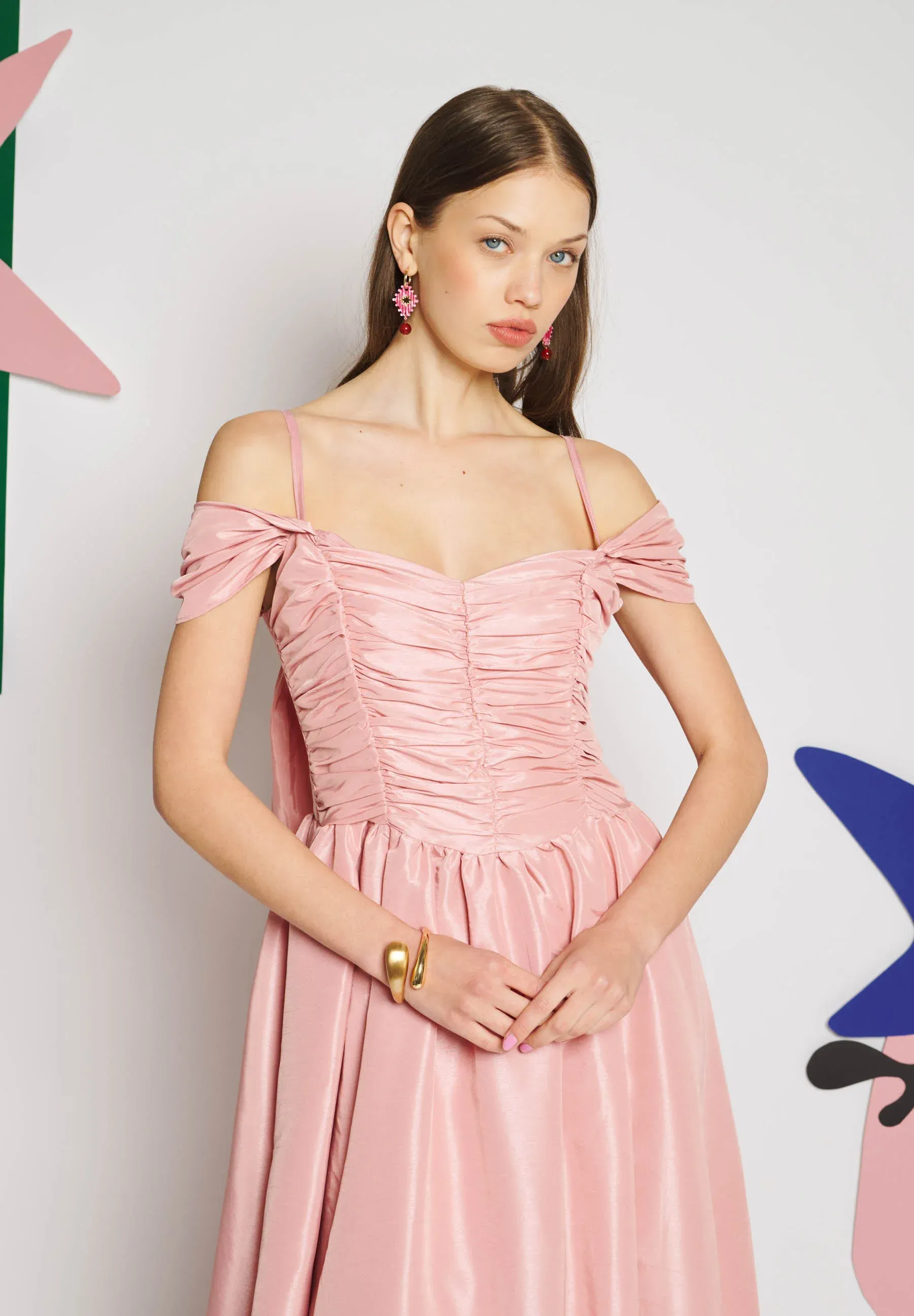 Sister Jane Robe Maxi Taffetas Antibes Robes pour Occasions Spéciales Rose