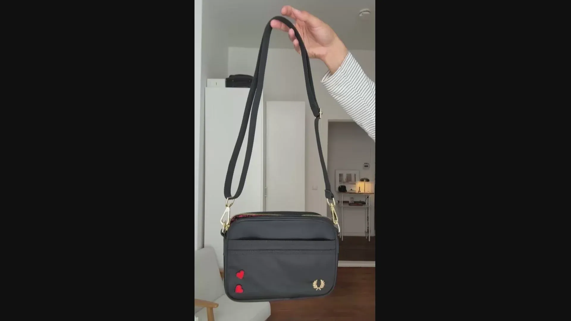 Fred Perry Amy Mini Shoulder Bag Unisex Borsa A Tracolla Noir