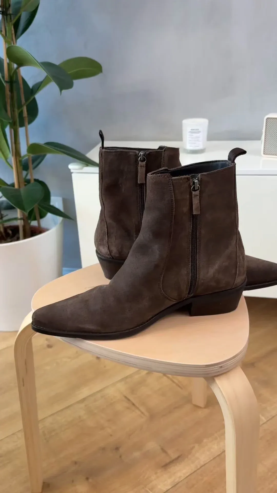 Zign Stivaletti en cuir texani biker brun foncé