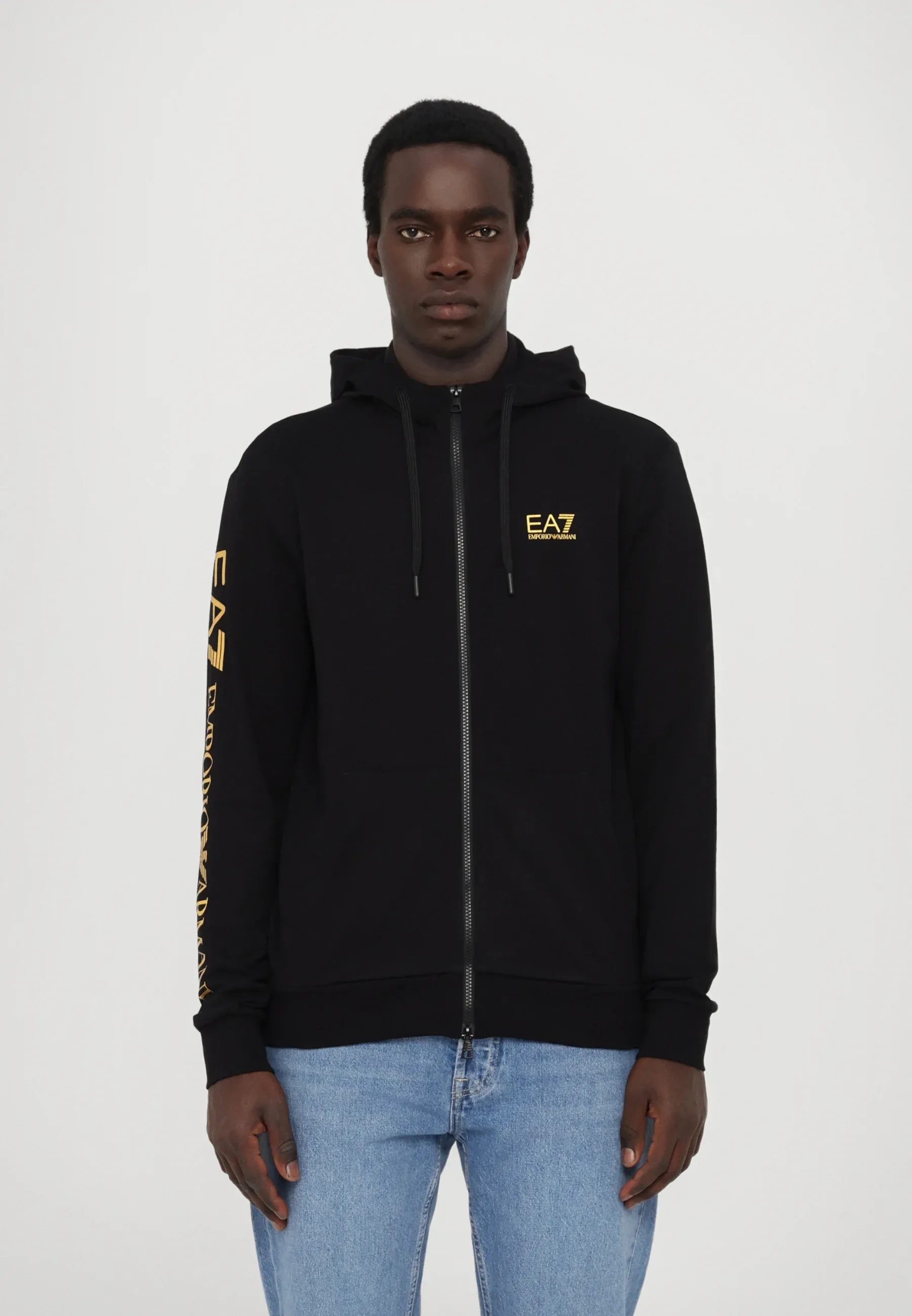 Ea7 Emporio Armani Pull-over à capuche Noir/or