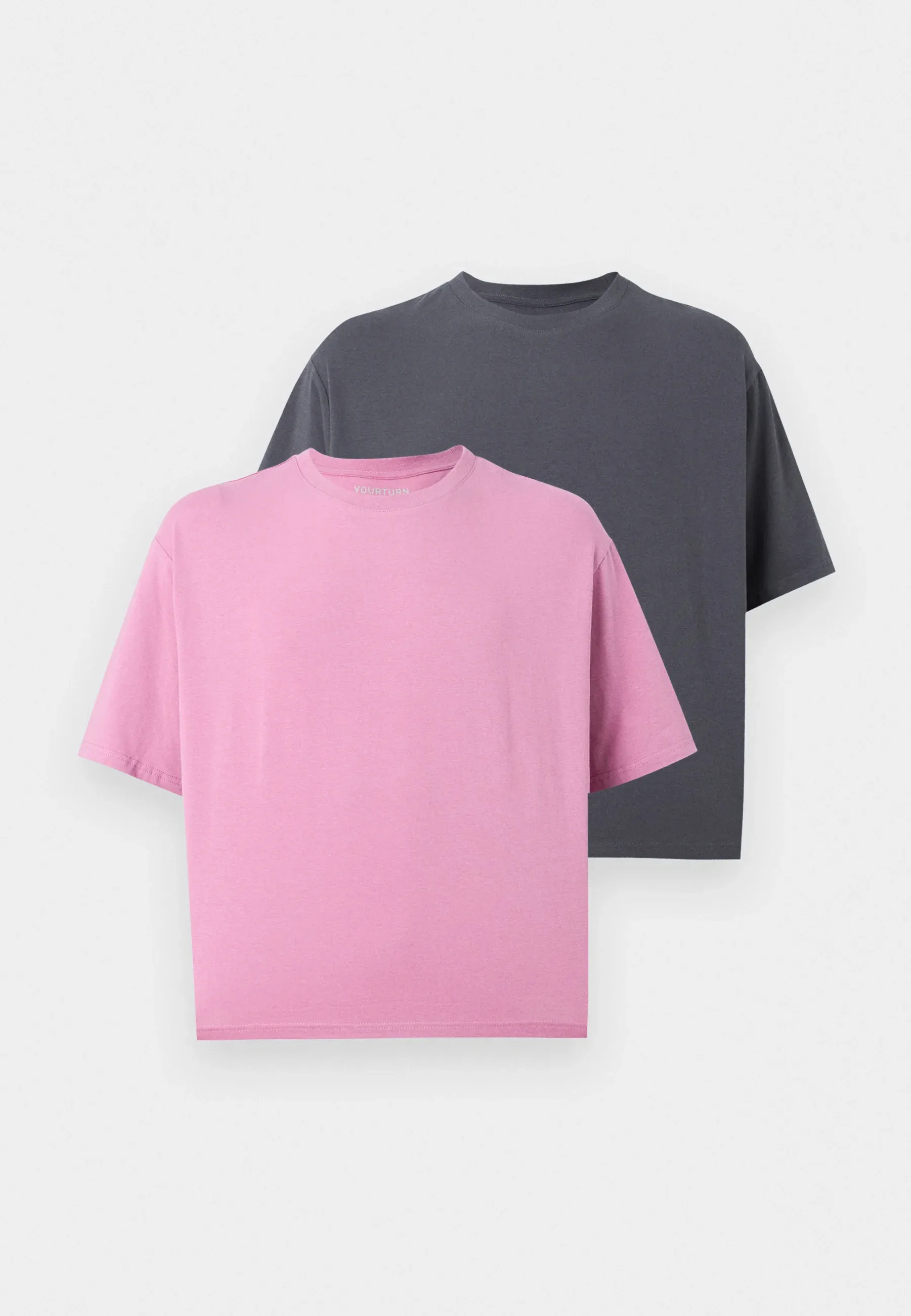 Yourturn T-shirt unisexe 2 pièces Basic Gris mauve