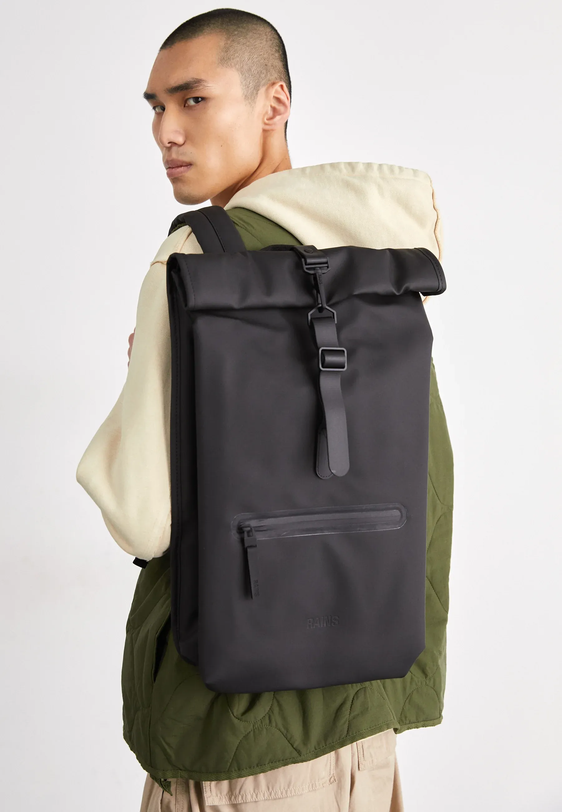 Rains Rolltop Rucksack Unisexe Zaino Noir