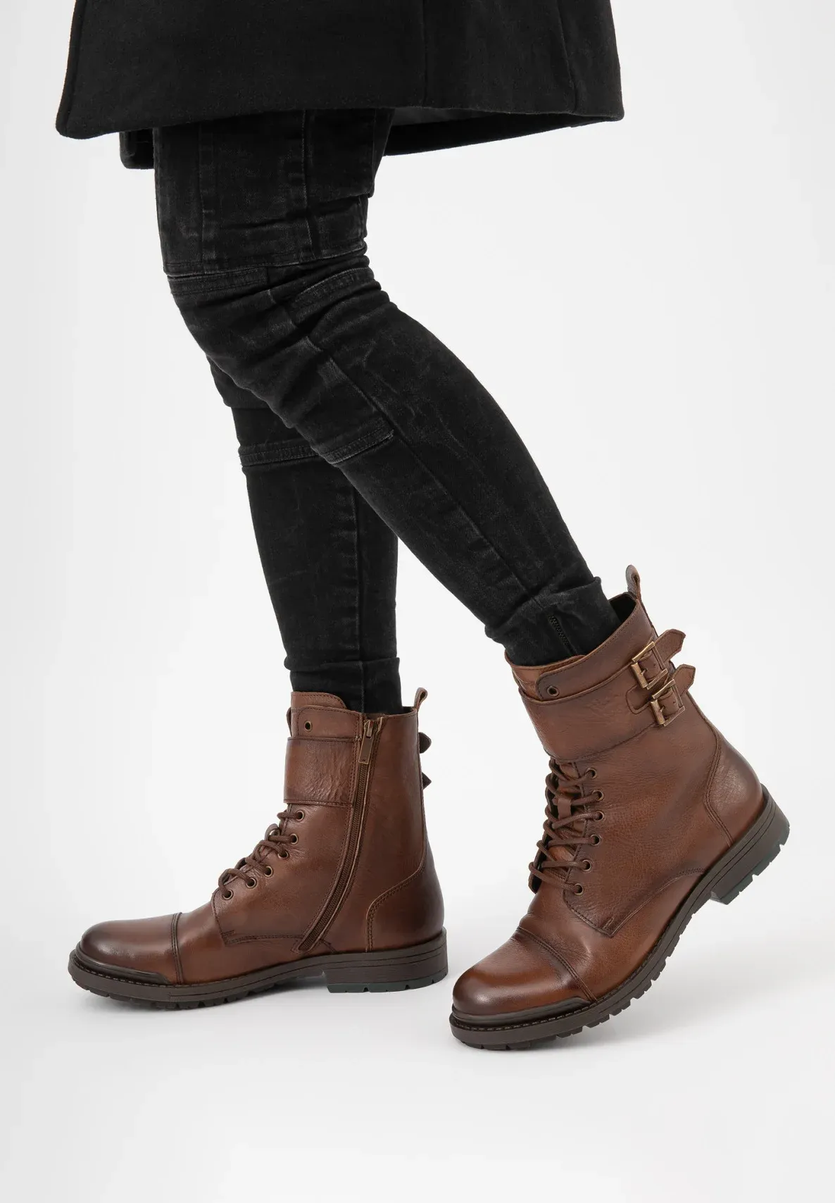 Wojas Bottes à lacets marron