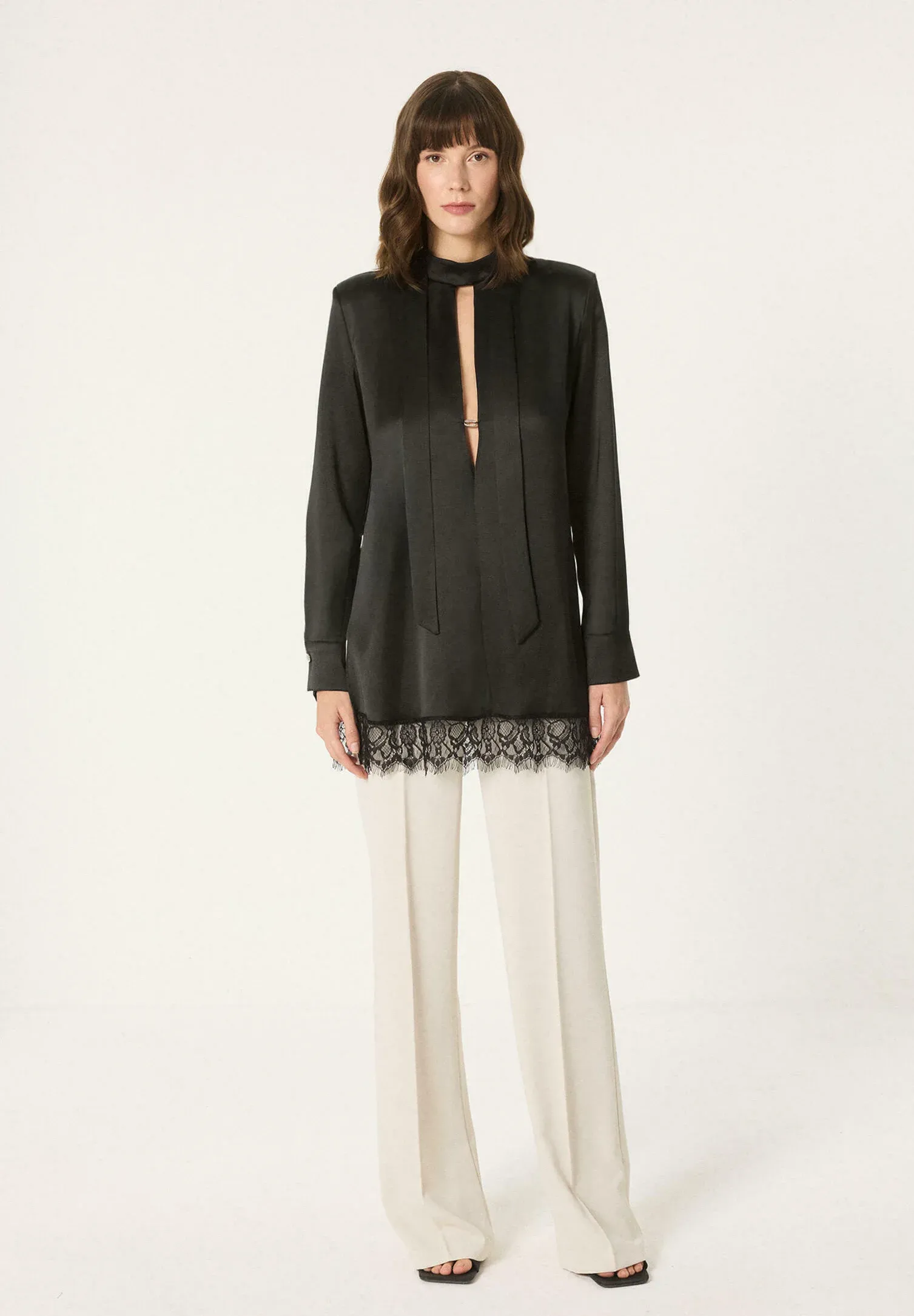 Touche Prive Satin Blouse Camicetta Noir