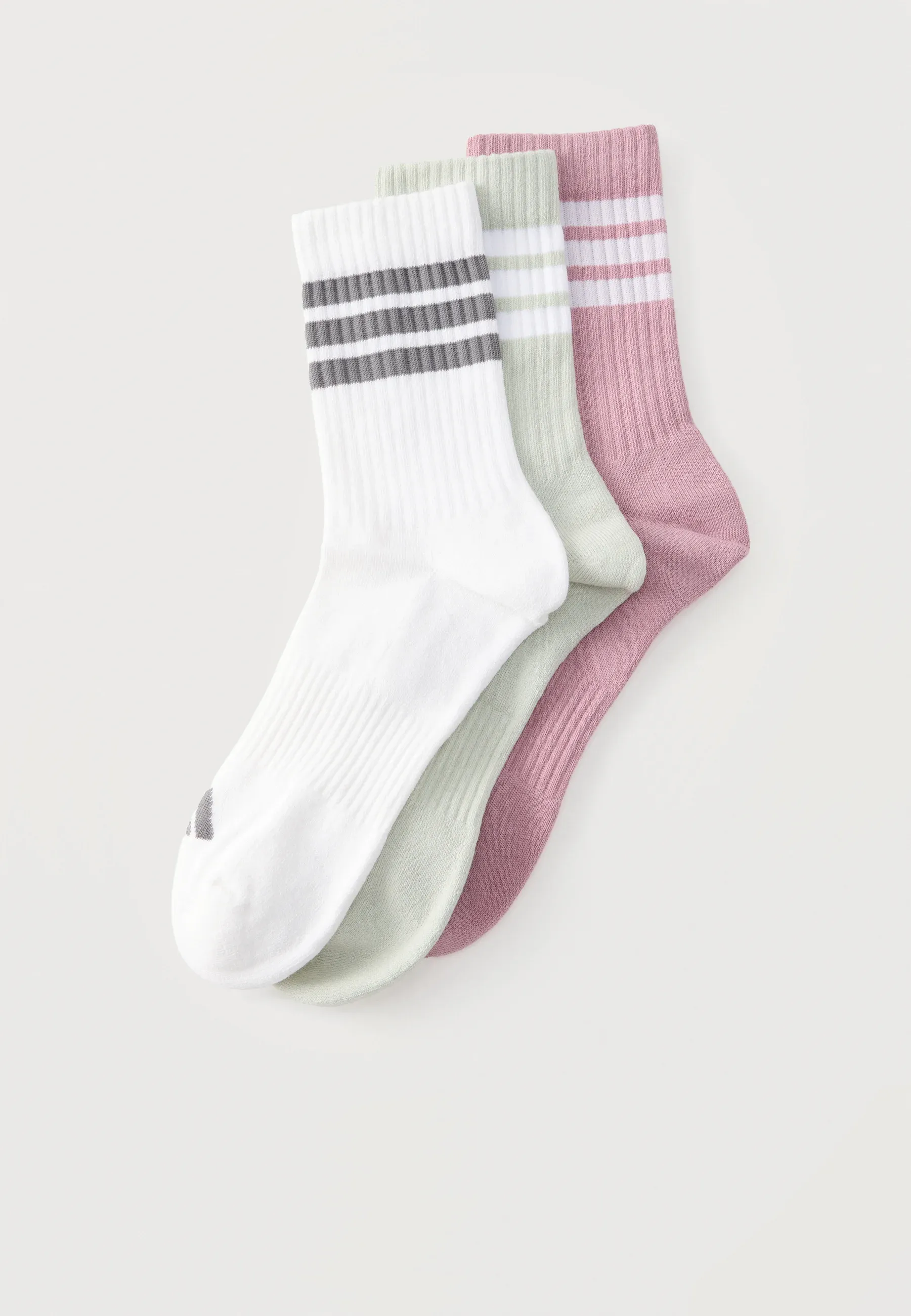 Chaussettes sportives Adidas Performance à semelle amortie unisexe 3 pièces Magic Mauve/White/Halo Vert/Gris Quatre