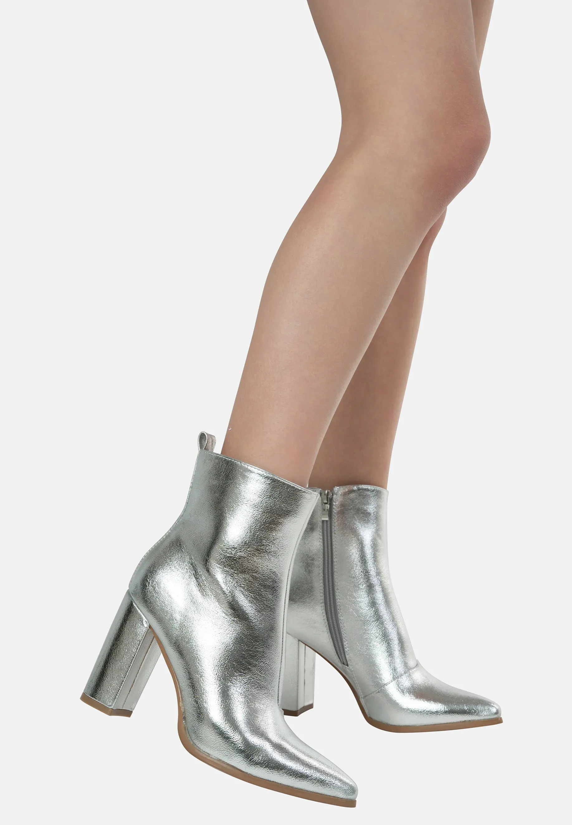Salinyang Bottes à talon argenté
