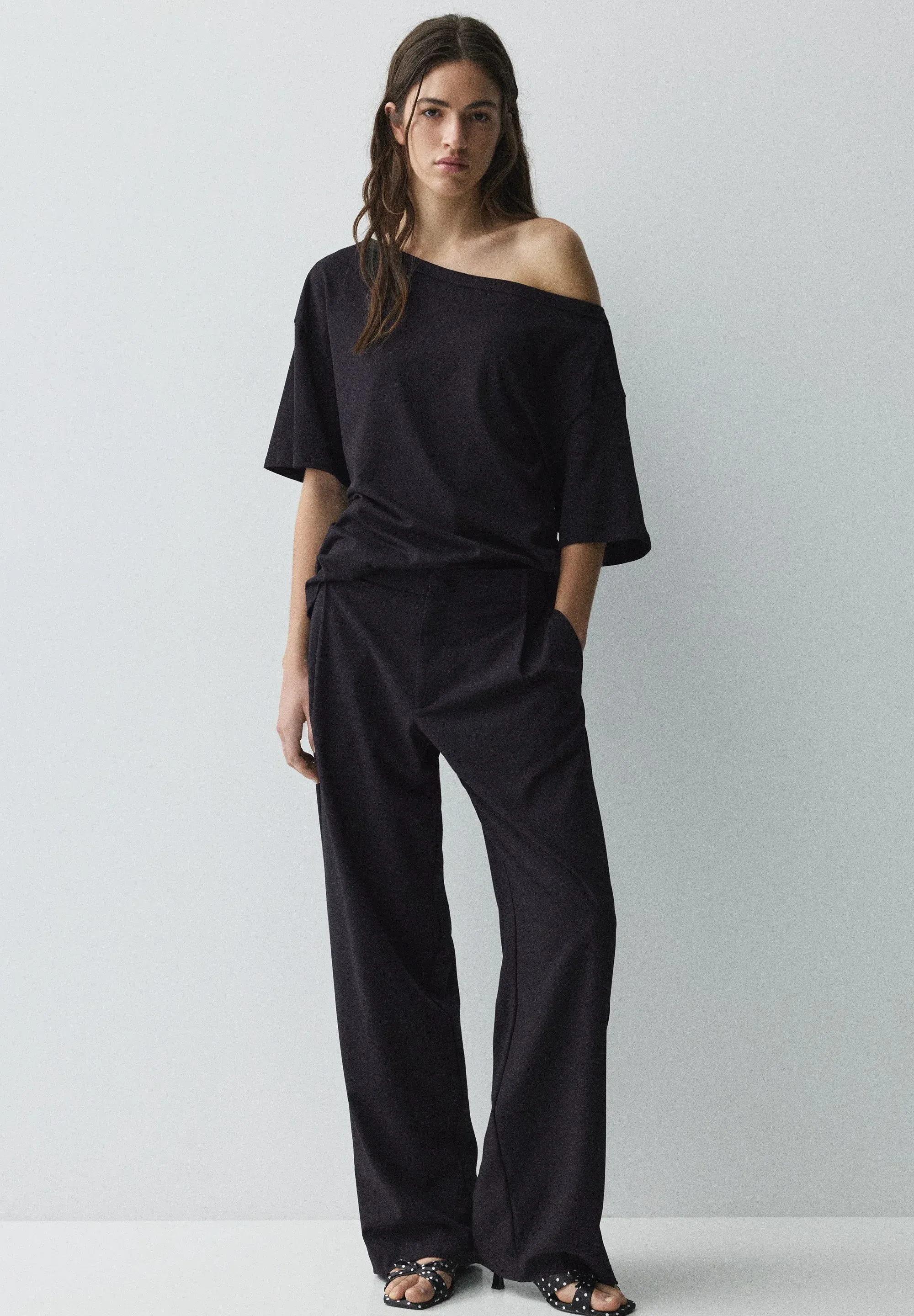 Pullandbear T Shirt Con Stampa Noir