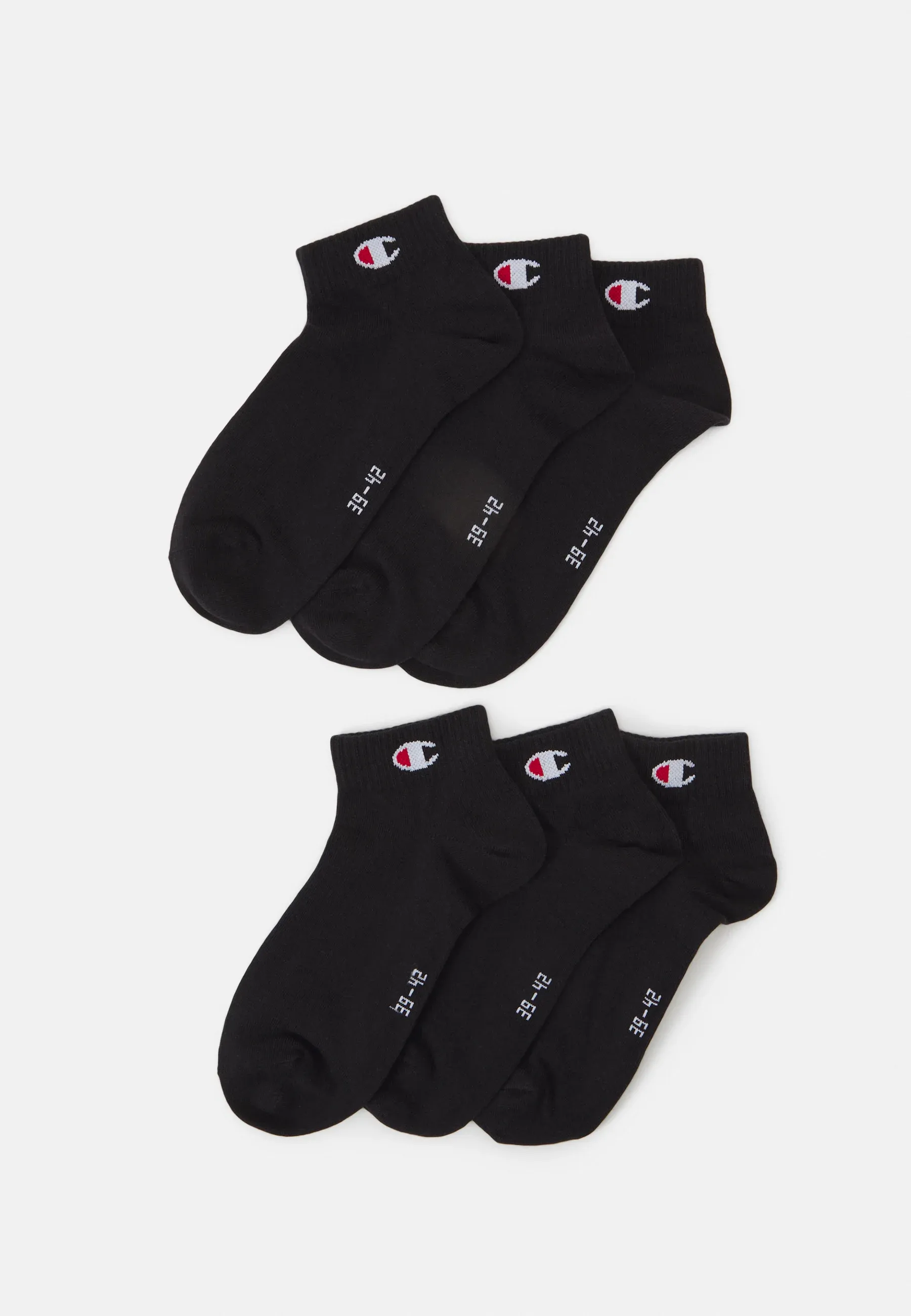 Champion Quarter Socks 6 Pièces Unisexe Chaussettes Sportives Noires