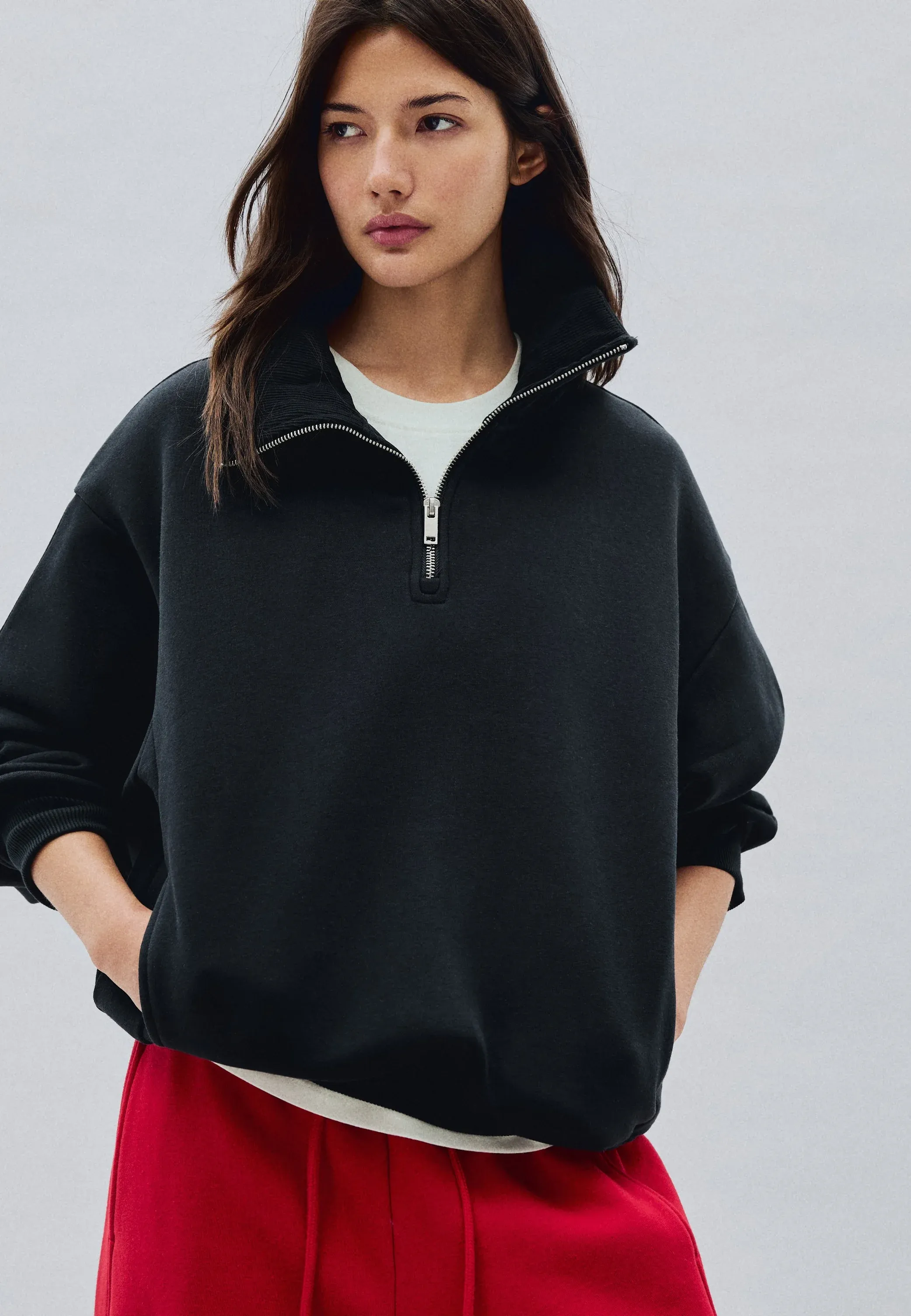 Sweat à col montant avec fermeture éclair Bershka - Felpa - bleu royal