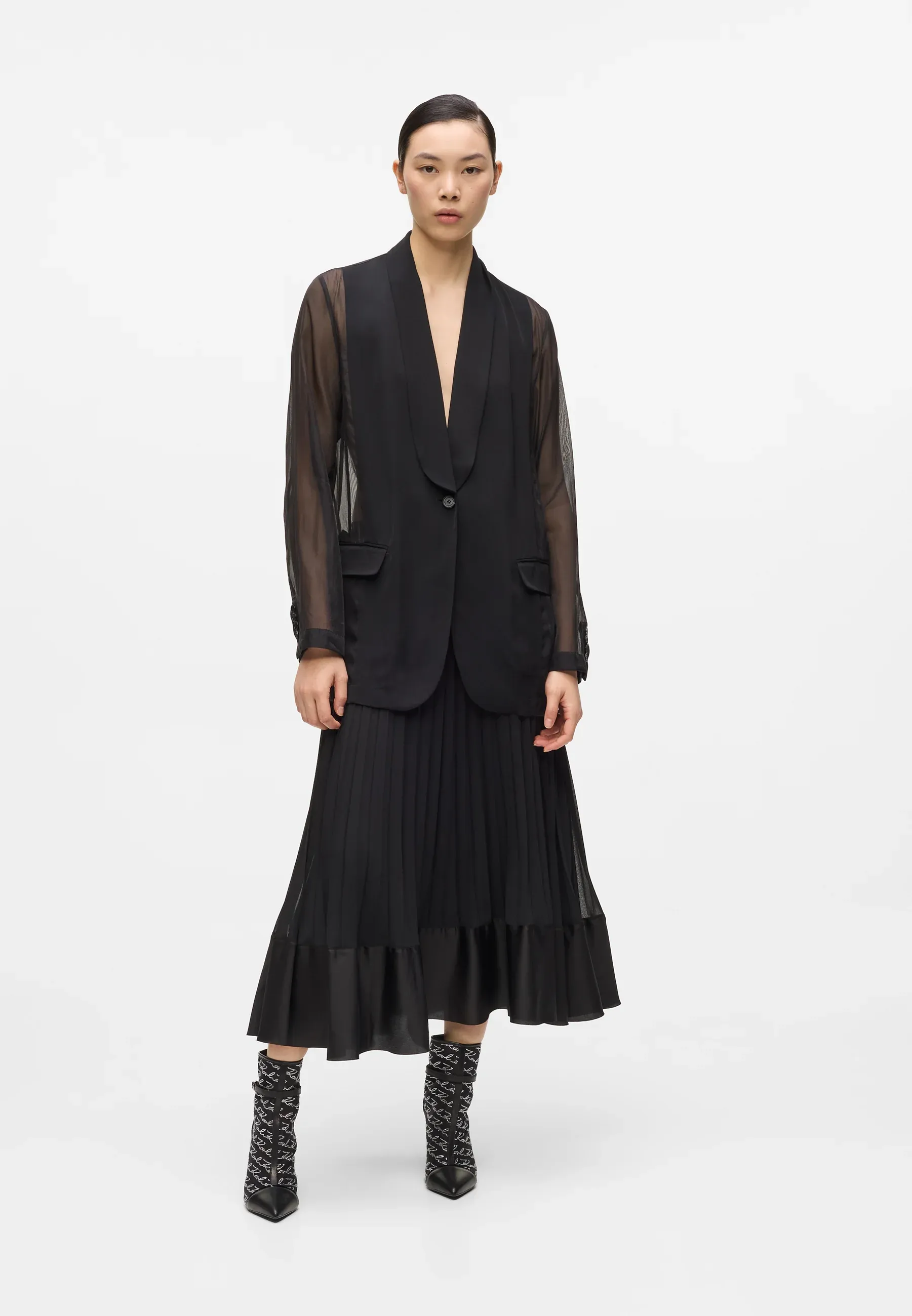 Karl Lagerfeld Stivaletti Texani Biker Noir Argenté