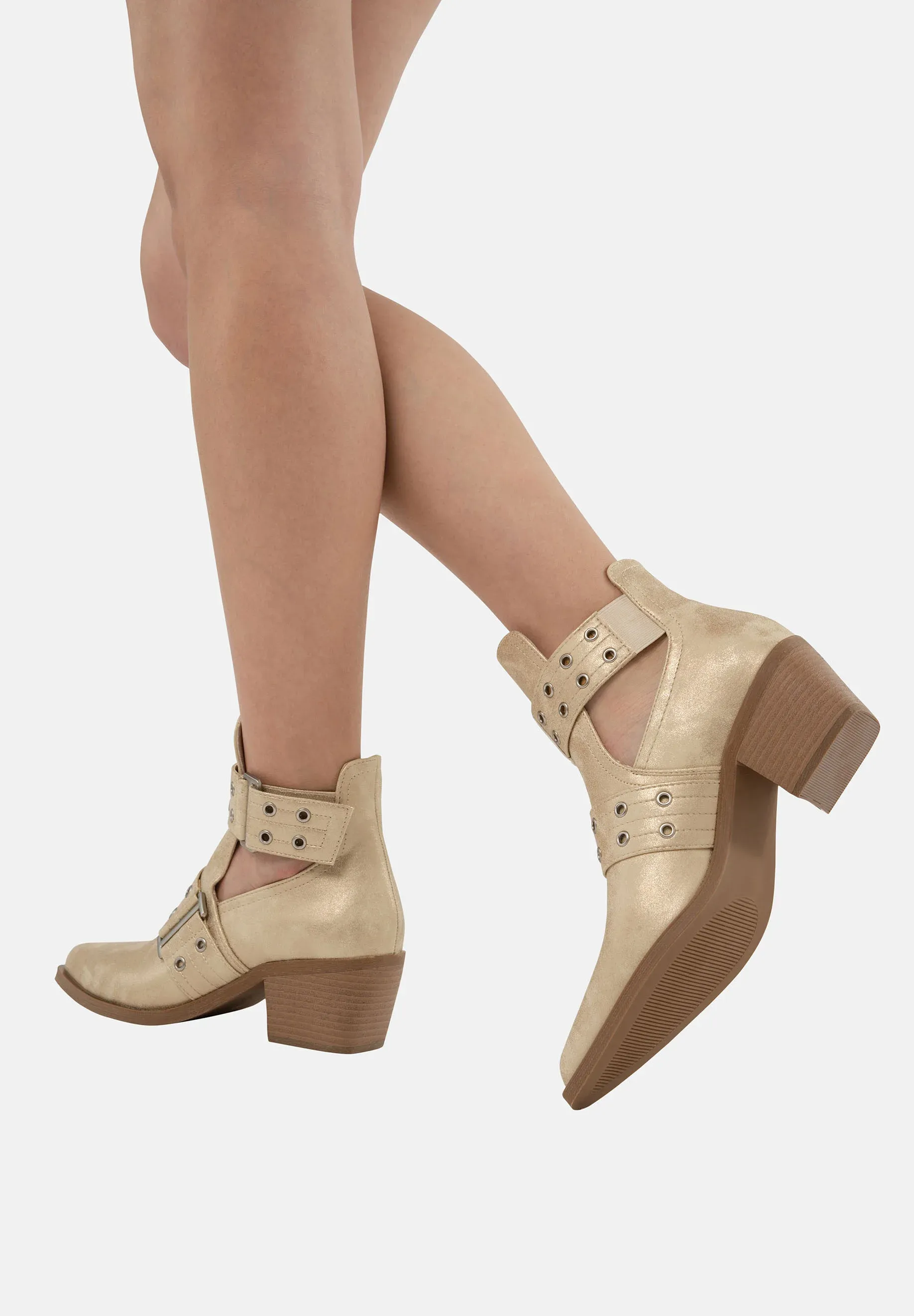 Salinyang Bottes texanes motard dorées