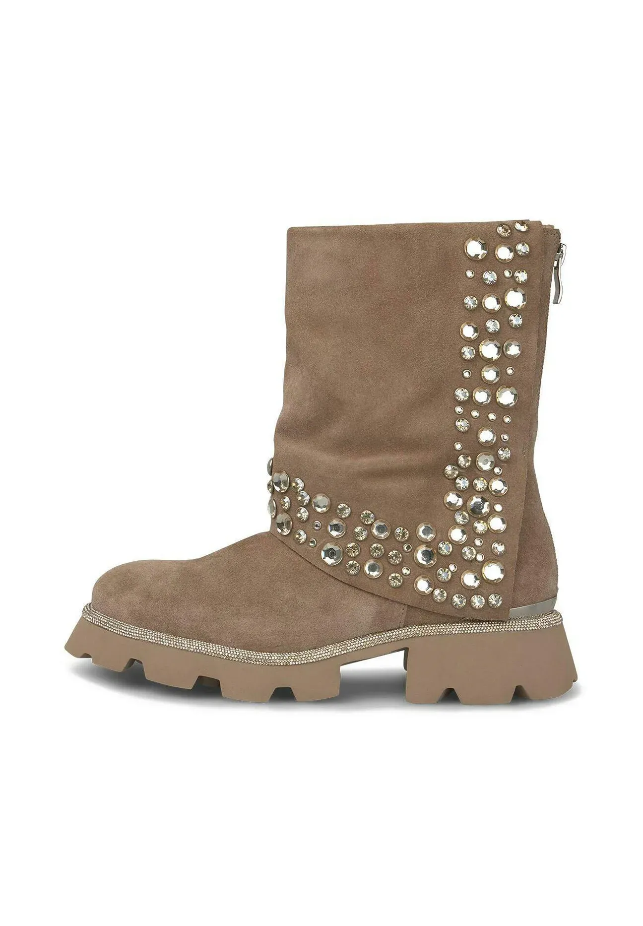 Alma En Pena À Bout Rond Et Fermeture Éclair Bottes Texanes Motard Brun Clair