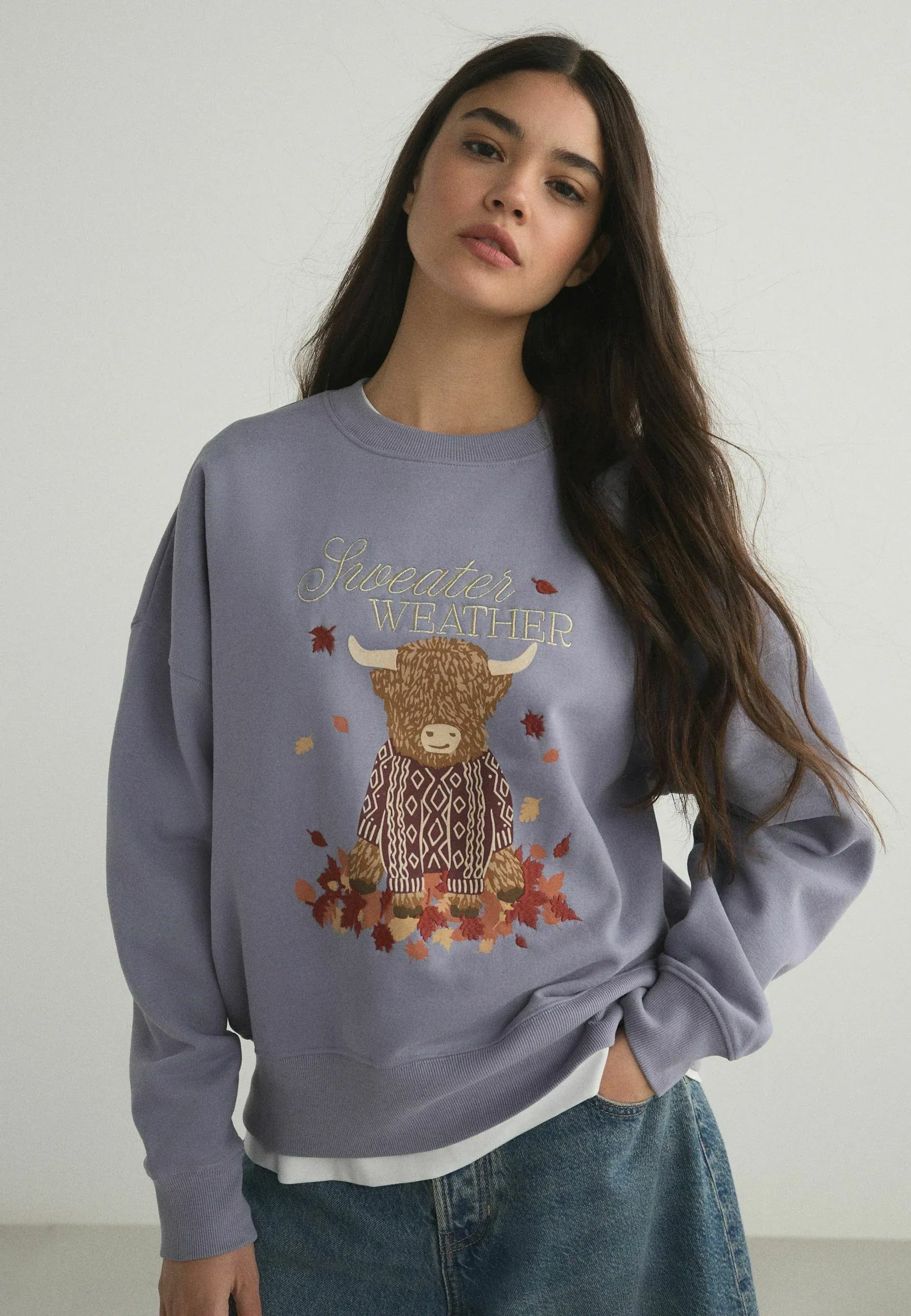 Prochain Hamish Sweat-shirt à imprimé automnal Felpa Bleu