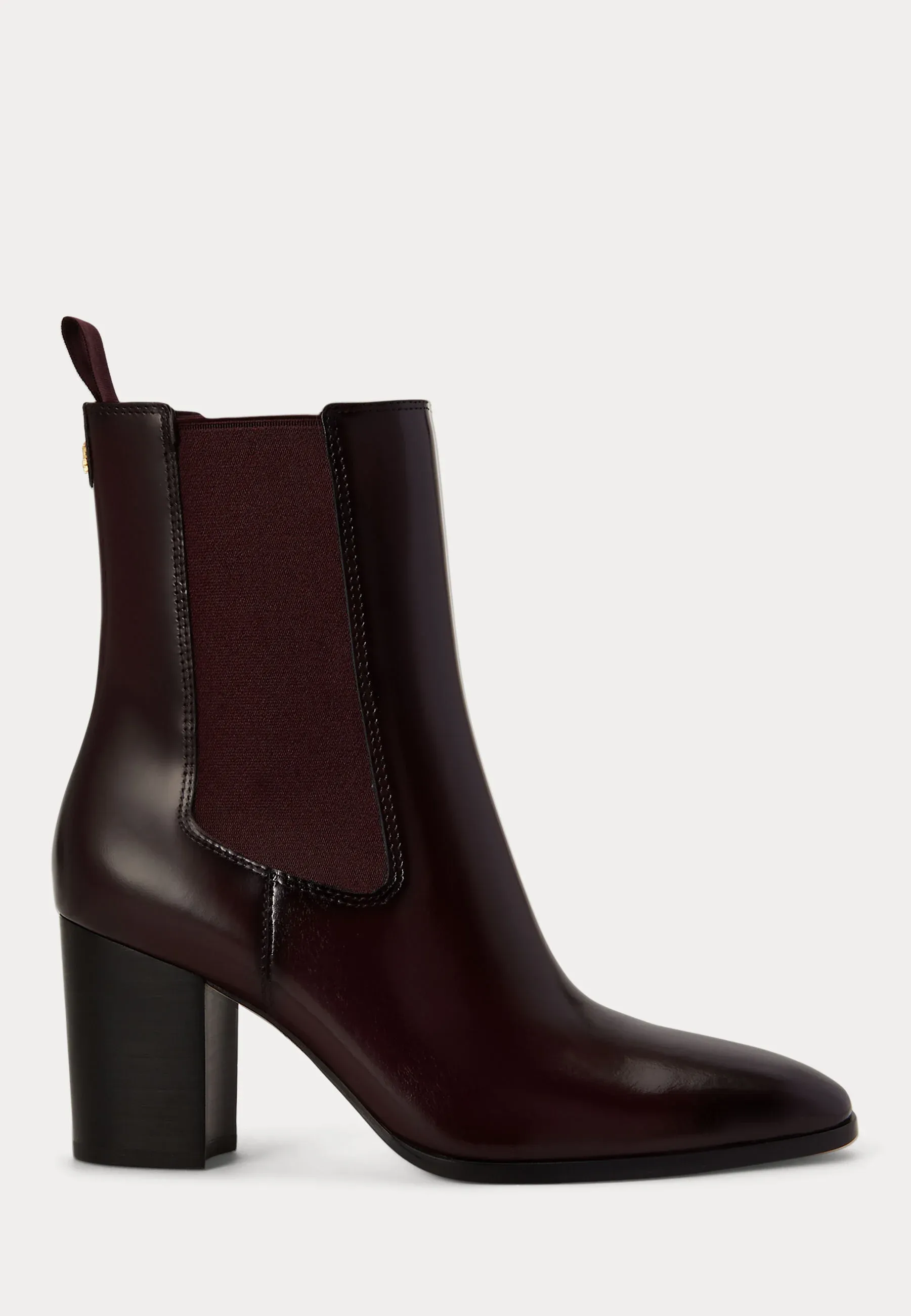 Lauren Ralph Lauren Raelynn Bottes en cuir brillant, couleur bordeaux foncé