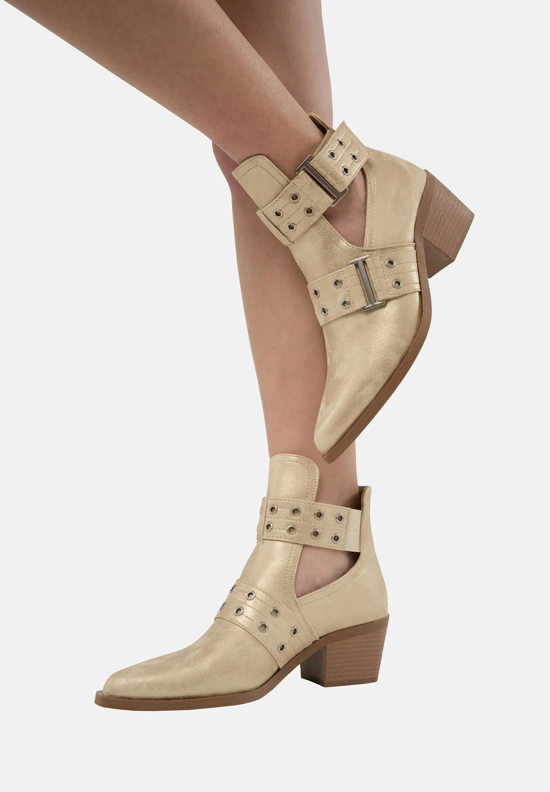 Salinyang Bottes texanes motard dorées