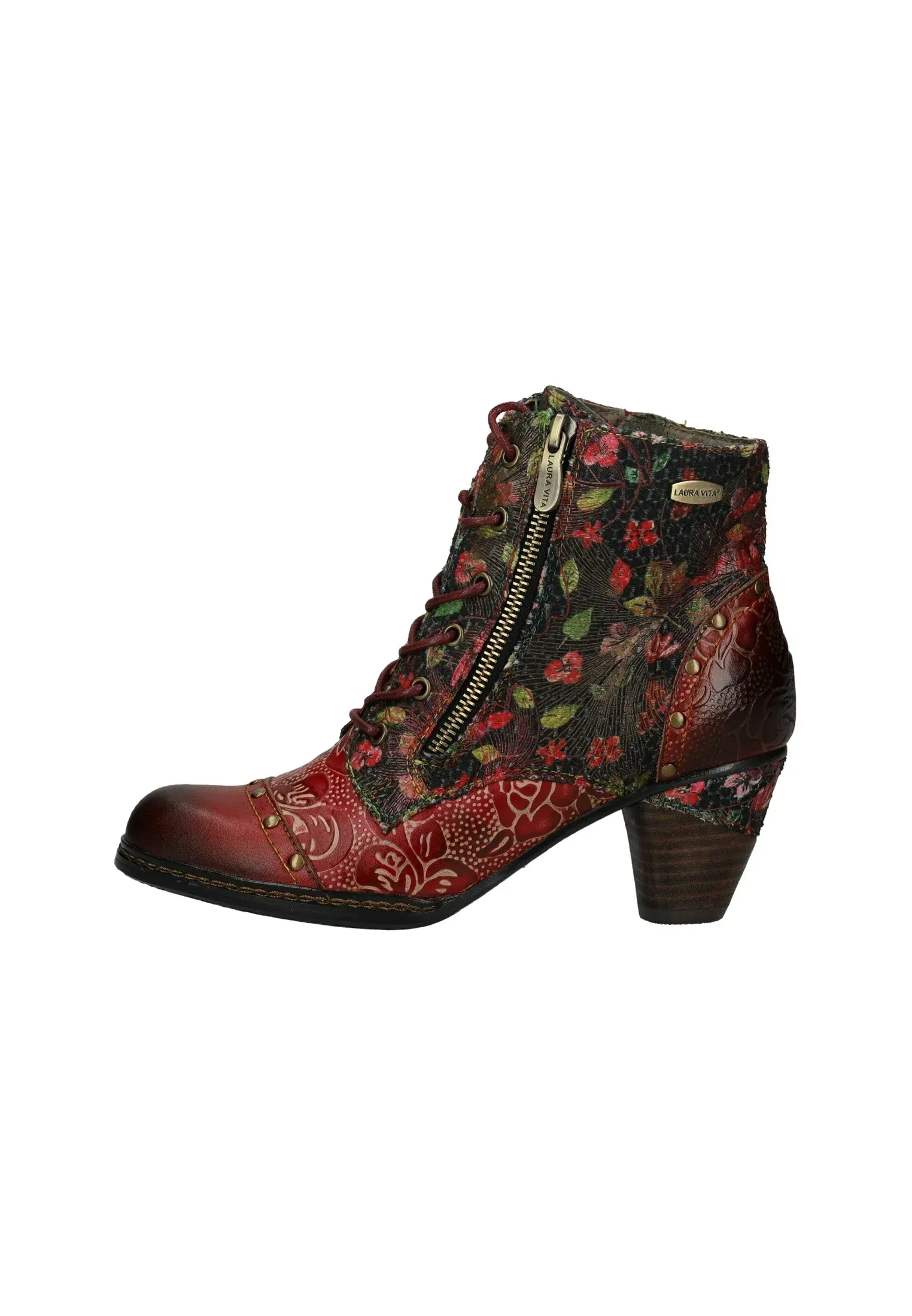 Laura Vita Bottes à lacets grenat