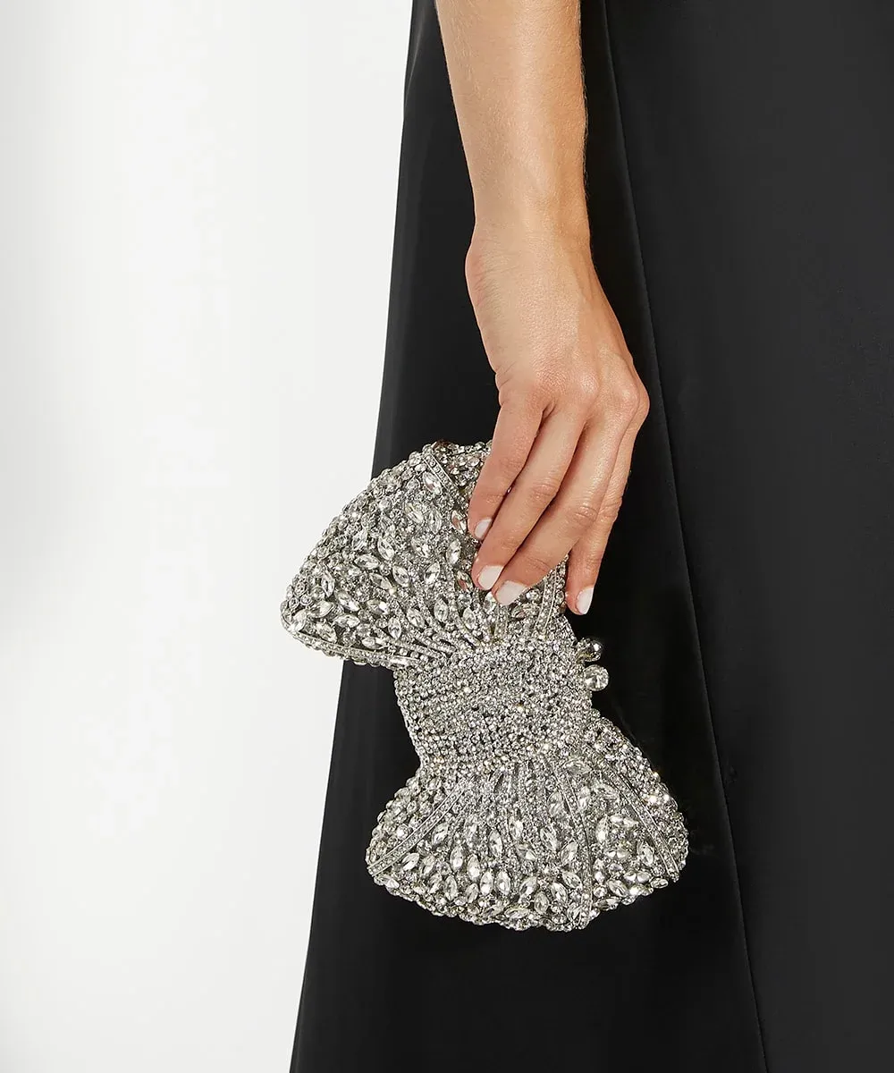 Dune London Pochette à nœud décoré couleur argent