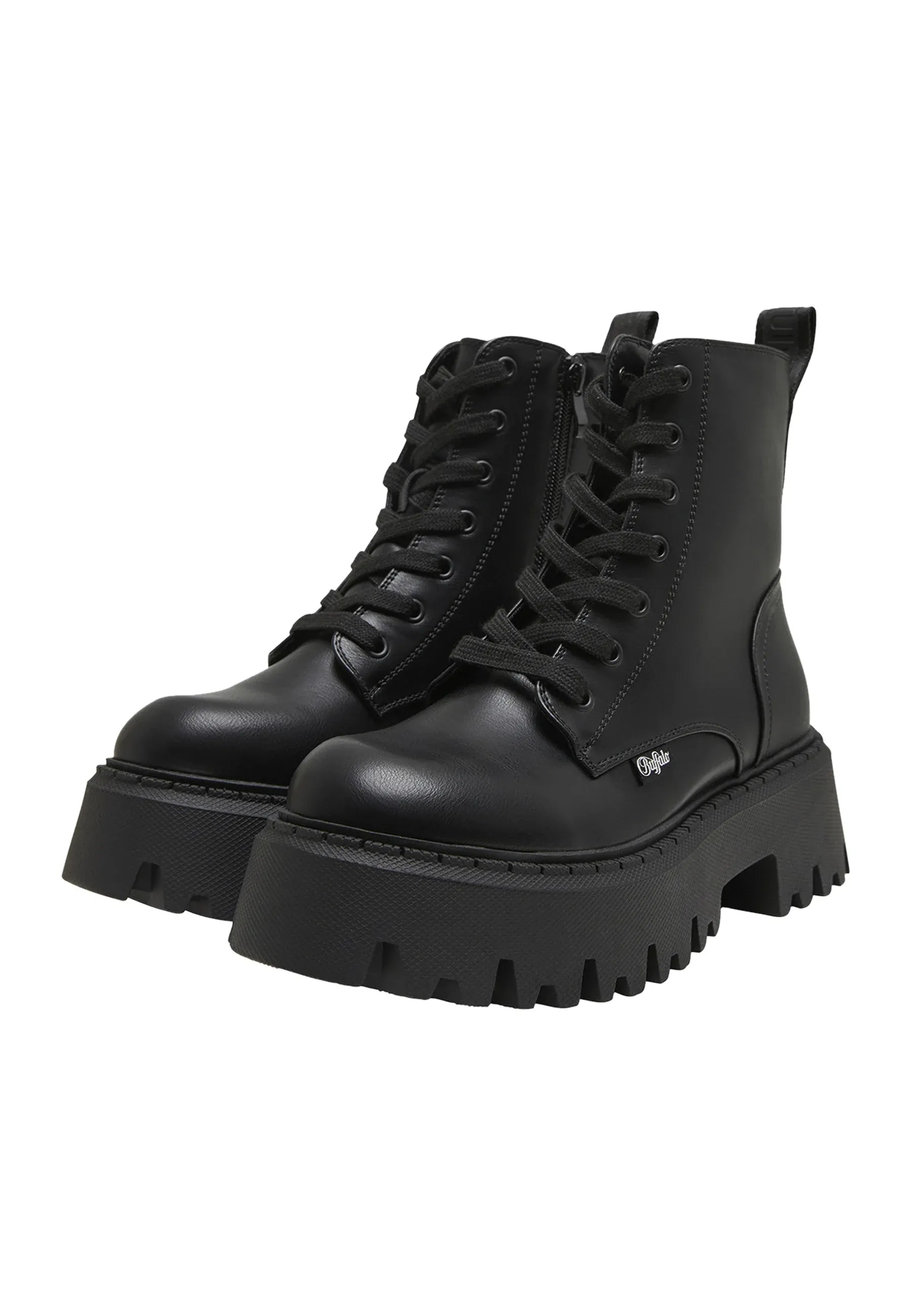 Buffalo Aspen Lace Up Mid Bottes à lacets Noires