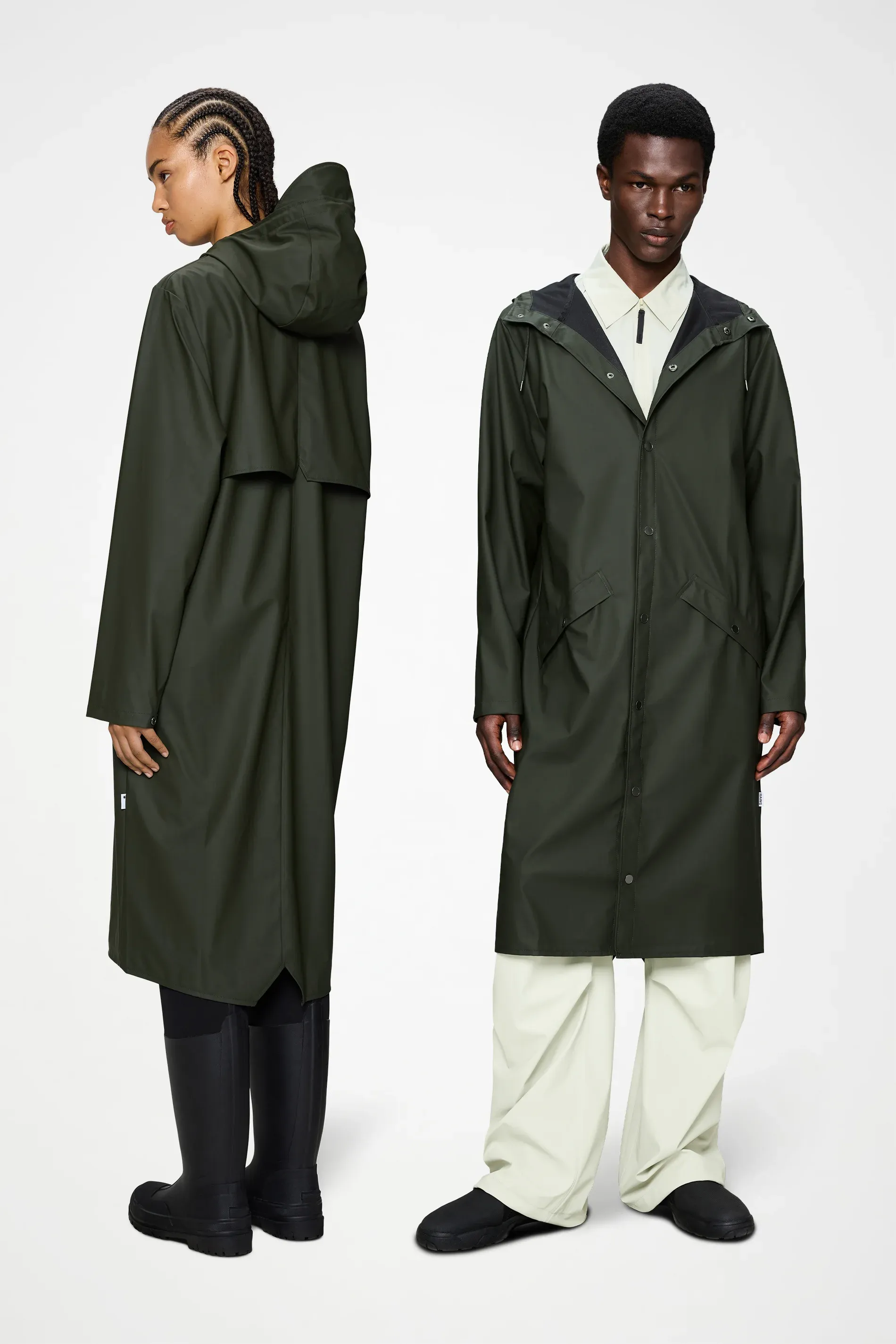 Rains Longue Veste Unisexe Imperméable Vert