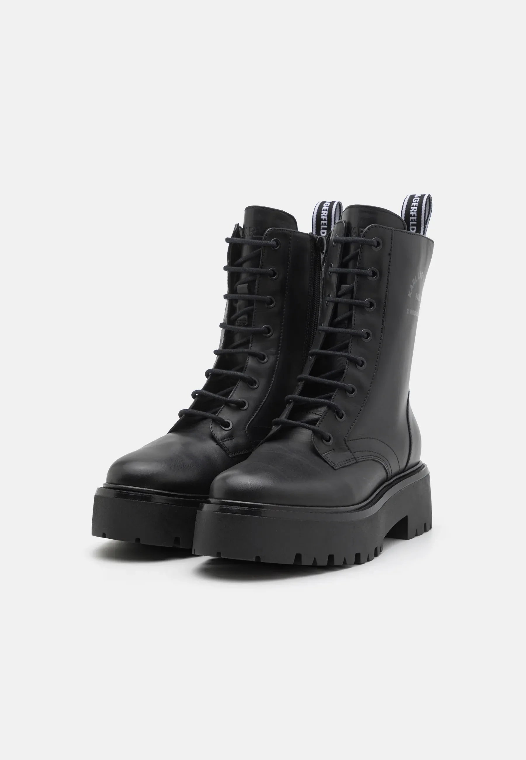 Karl Lagerfeld Burly Biker Hi Lace Boot Stivaletti Stringati Noir