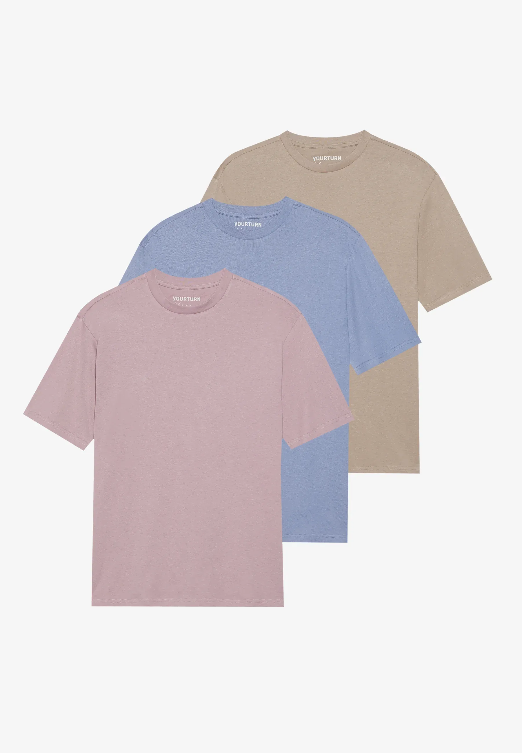 Yourturn T-shirt unisexe 3 pièces Basic Elderberrystonewashdesert Taupe