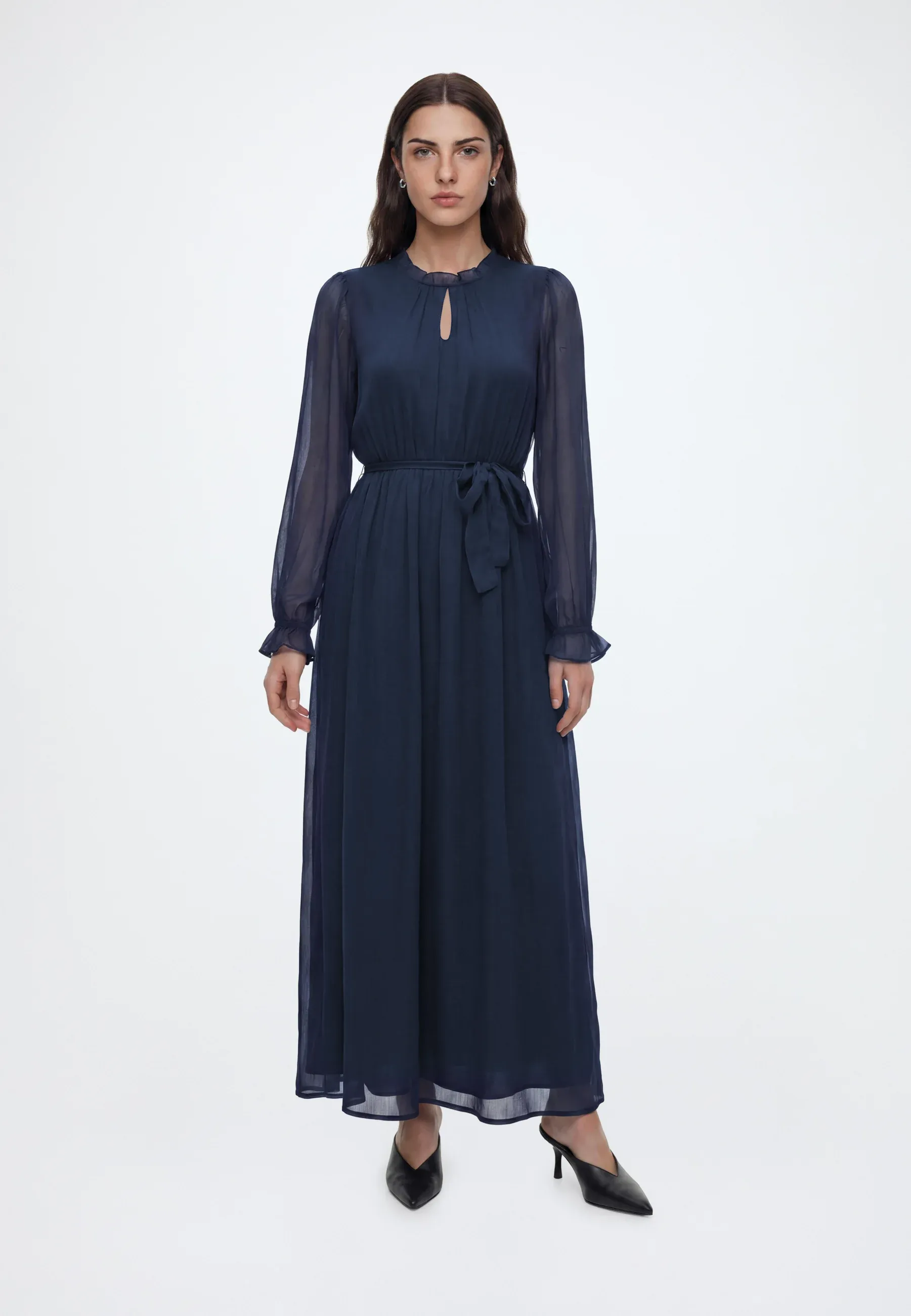 Vero Moda Vmbelle Detail Ankle Dress Robe Longue Bleu Marine Blazer