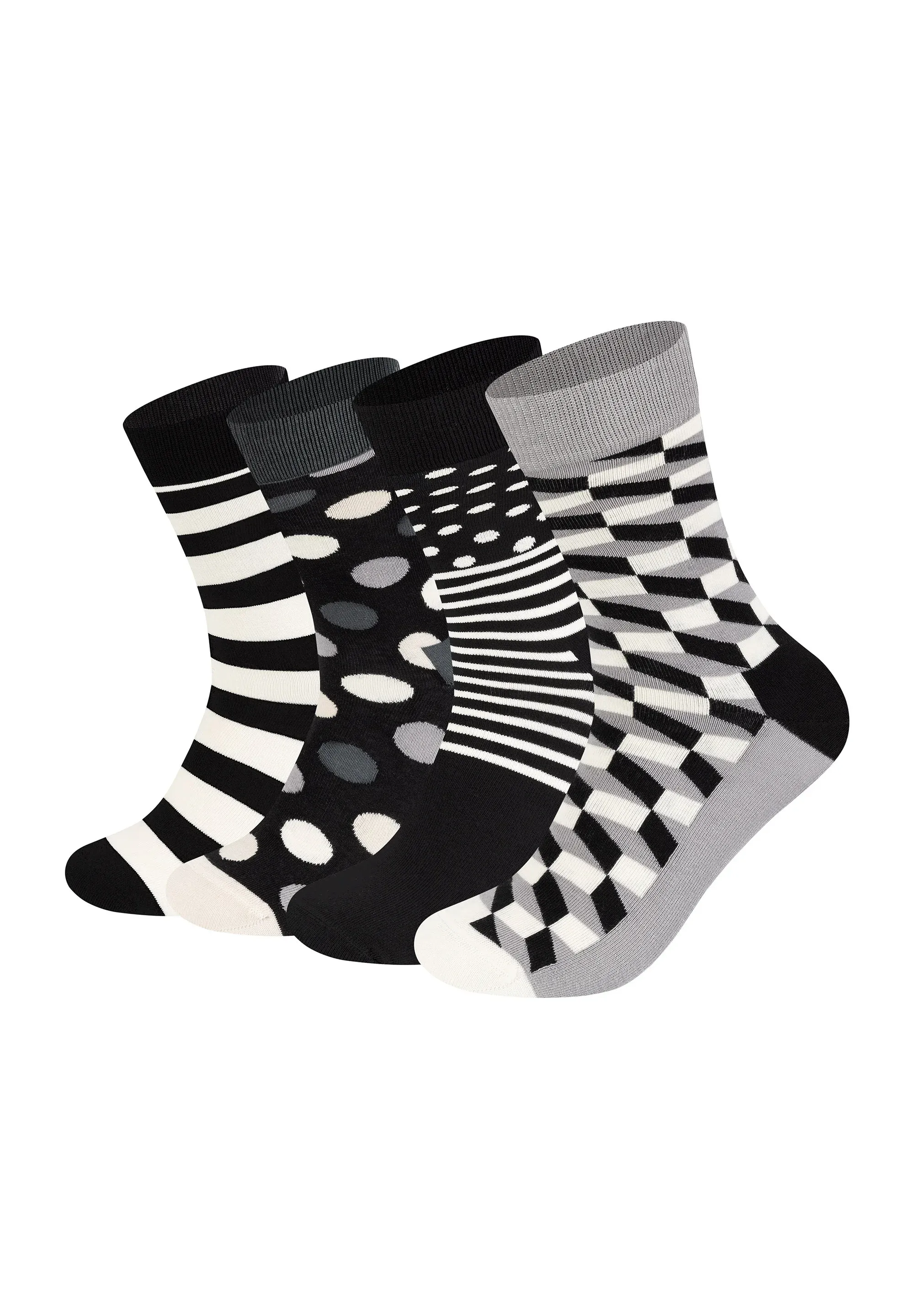 Happy Socks Ensemble Cadeau Classique Unisexe 4 Pièces Chaussettes Noir