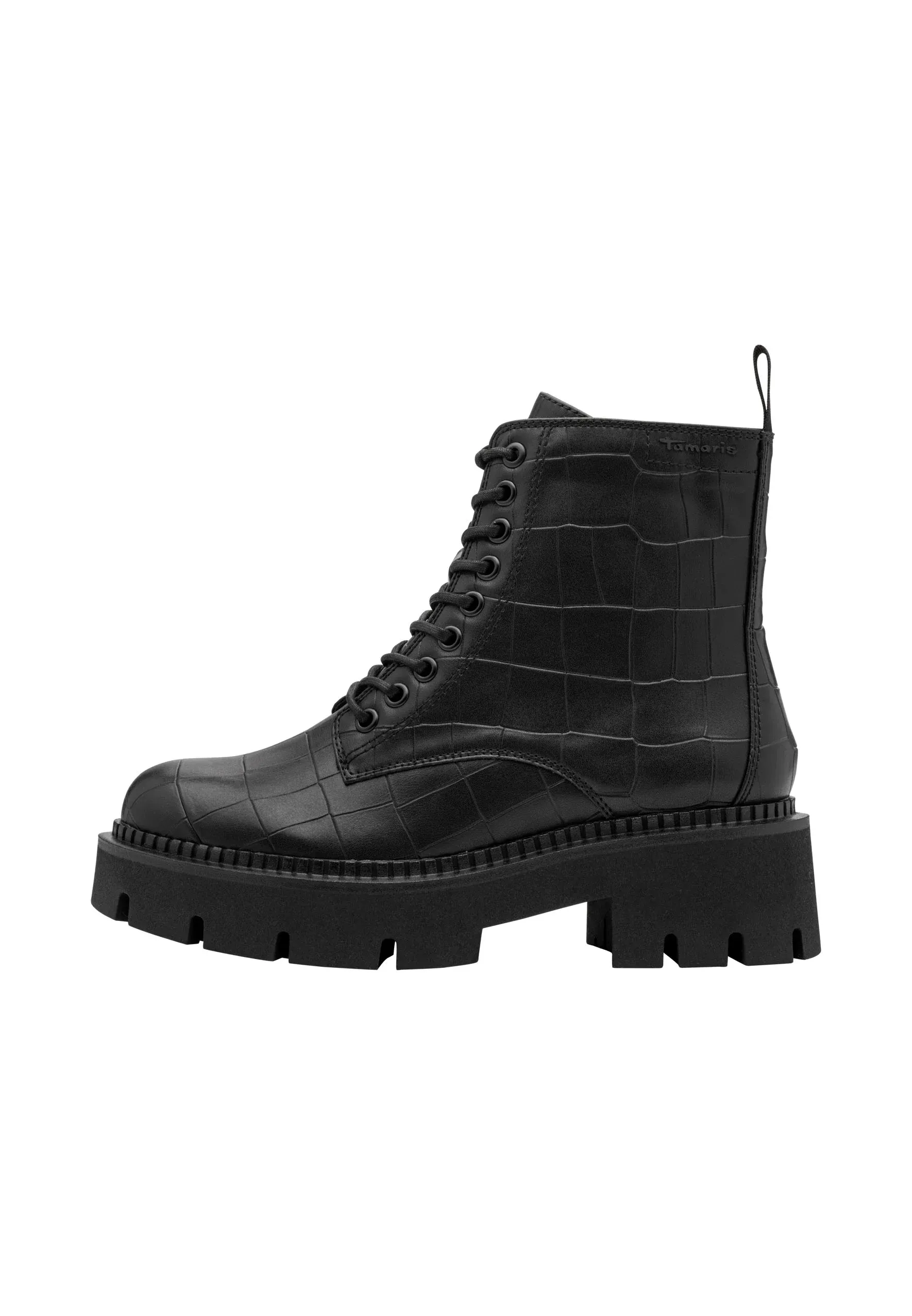 Tamaris Stiefelette Stivaletti Stringati Noir Croco