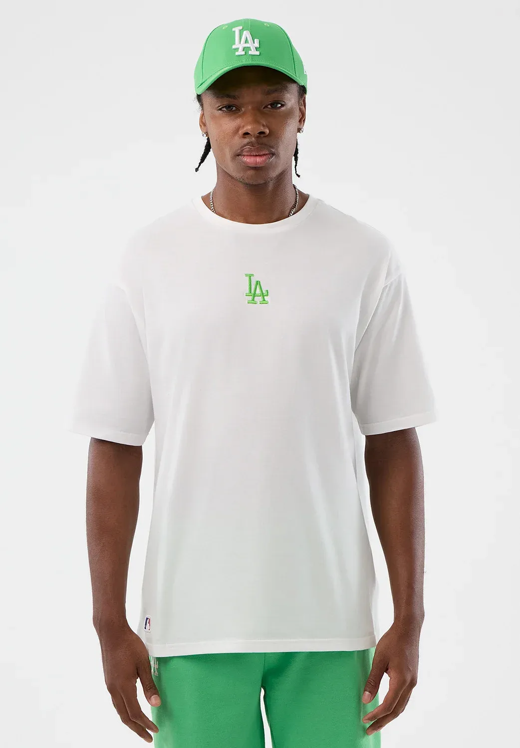 Tee New Era Los Angeles Dodgers à Manches Courtes avec Imprimé Blanc Vert