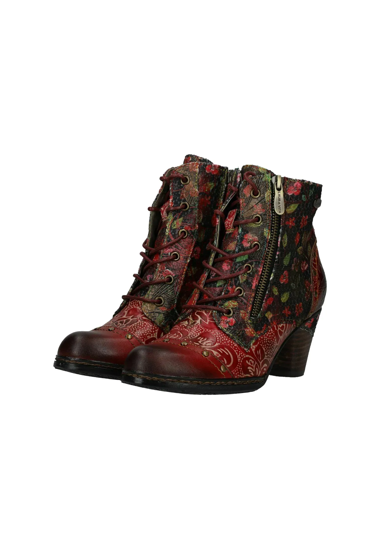 Laura Vita Bottes à lacets grenat