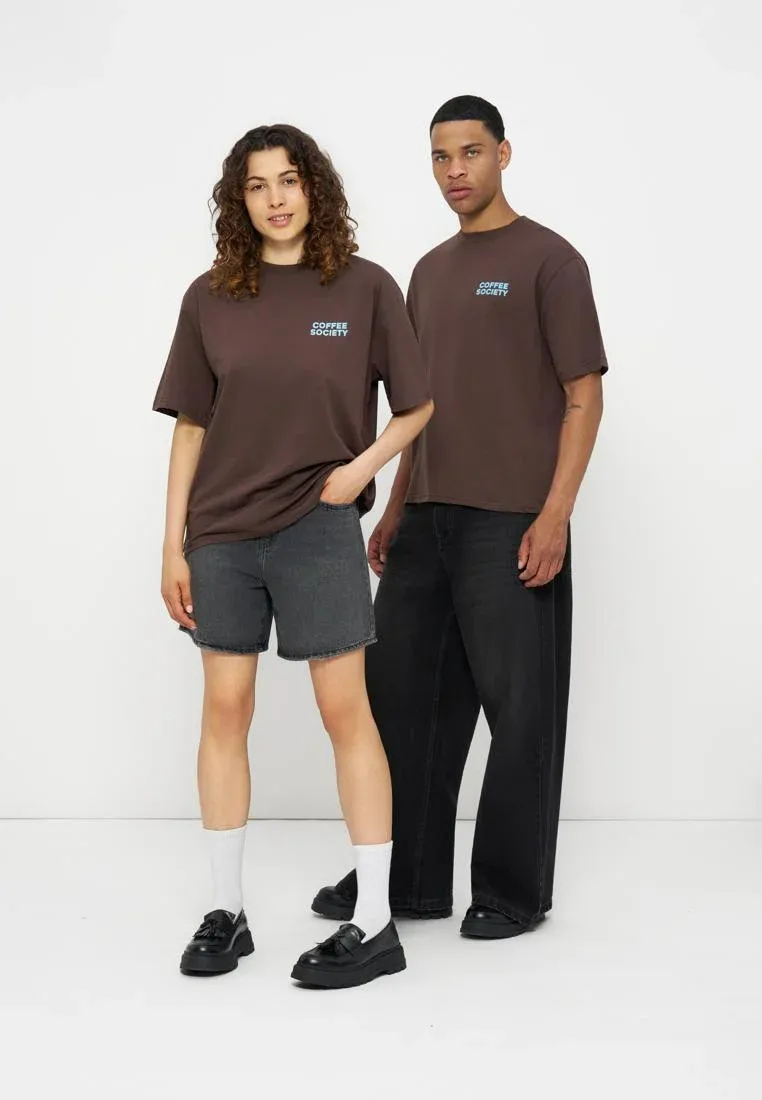 T-shirt unisexe YOURTURN avec impression brun foncé