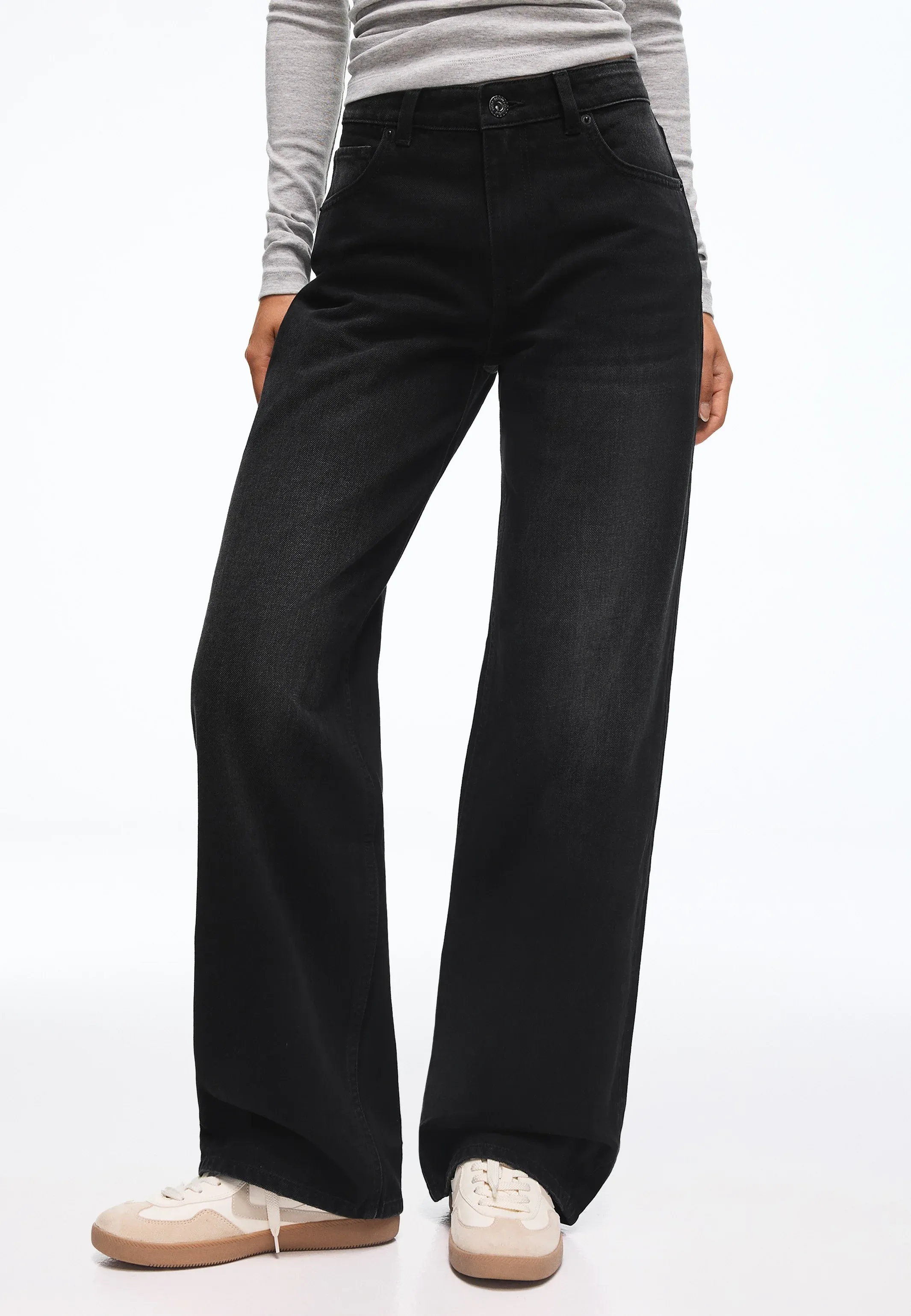Bershka Jambe Large Noire