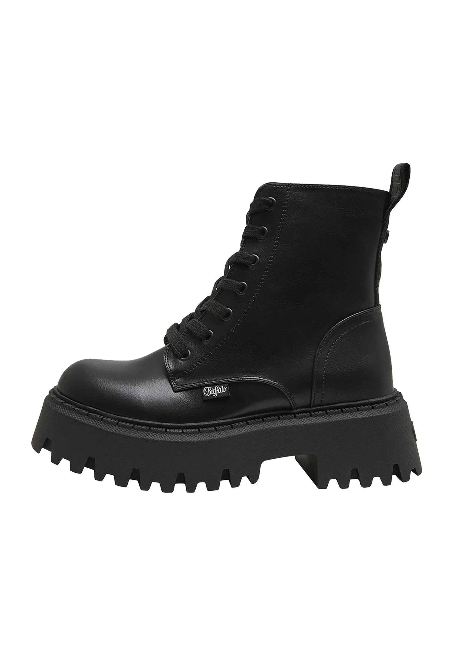 Buffalo Aspen Lace Up Mid Bottes à lacets Noires