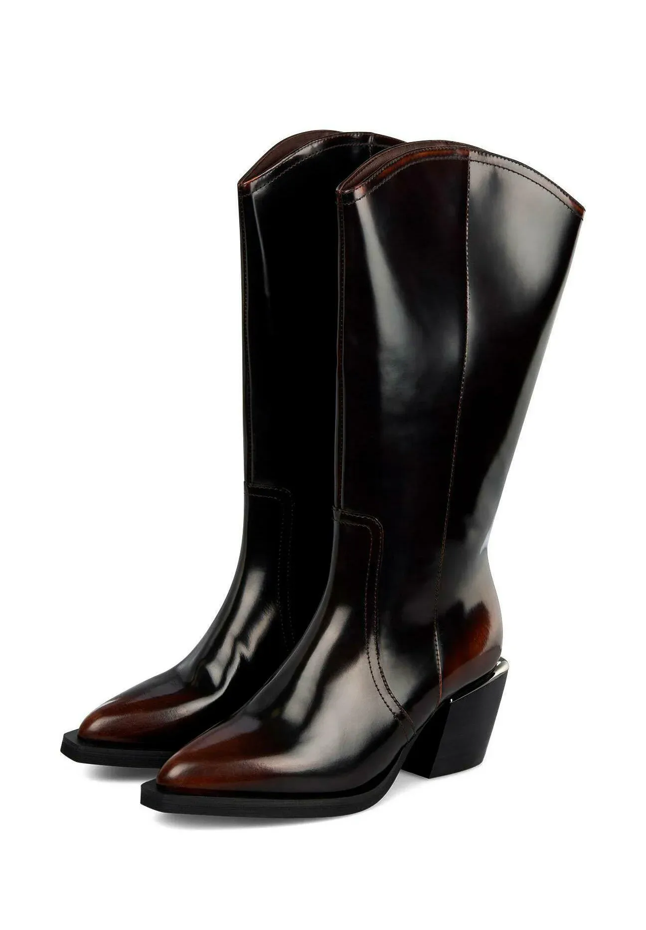 Alma En Pena Bottes Texanes Biker Marron Jaspeado