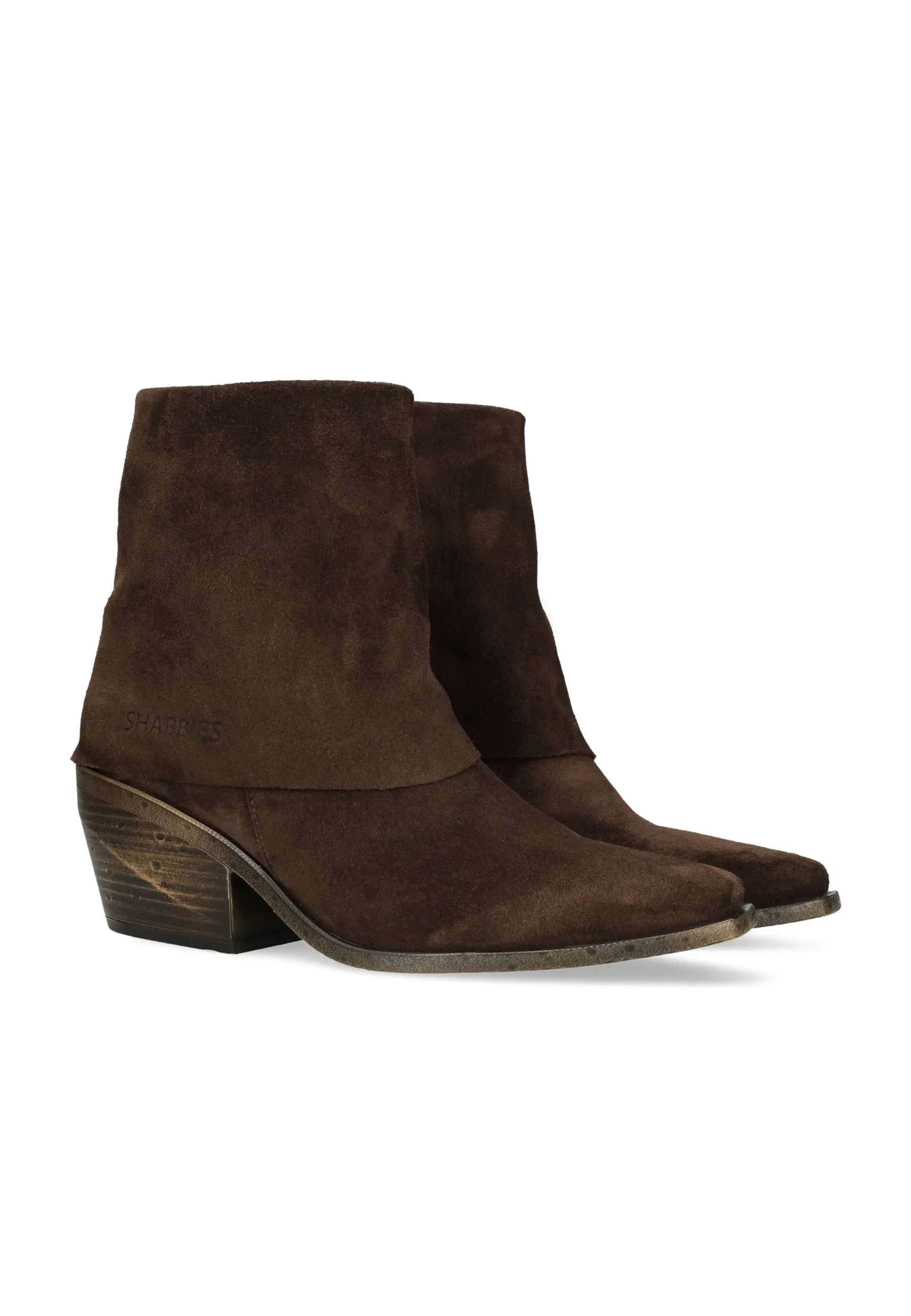 Shabbies Amsterdam Bottes Texanes Biker Brun Foncé
