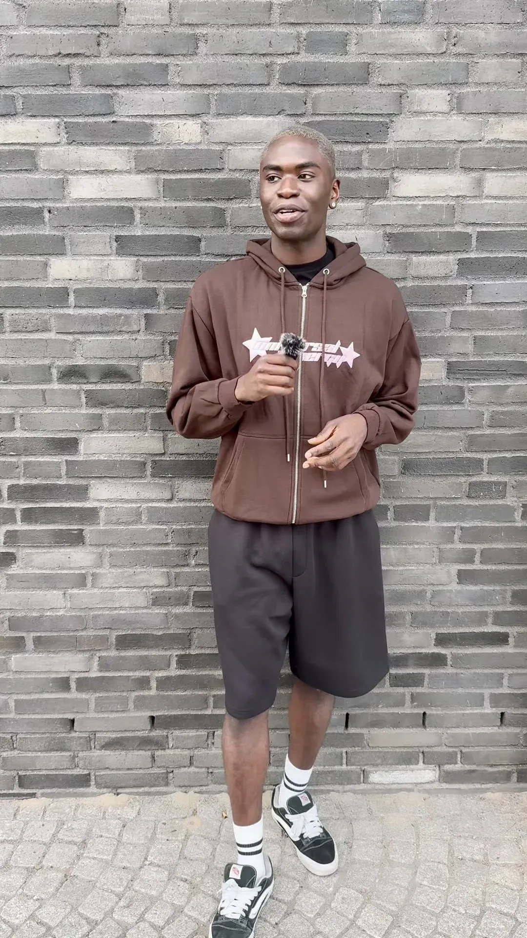 Yourturn Felpa à capuche unisexe avec fermeture éclair Dark Brown