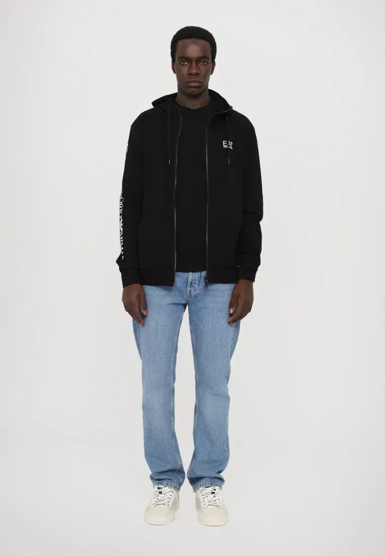 Ea7 Emporio Armani Pull-over à capuche avec fermeture Éclair Noir/blanc