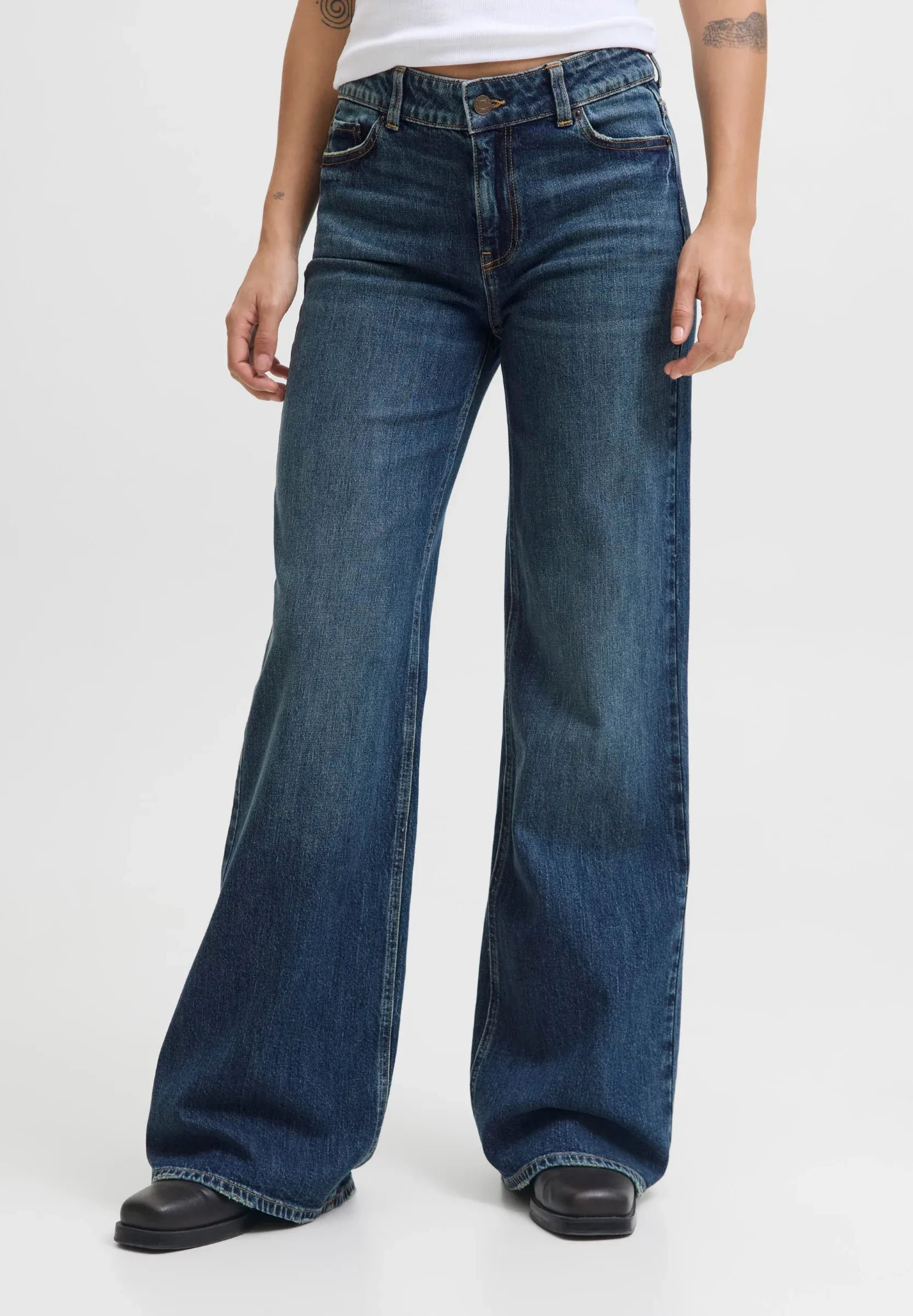 Jean JJXX à Jambe Large Bleu Foncé Denim Jean JJXX à Jambe Large Bleu Foncé Denim