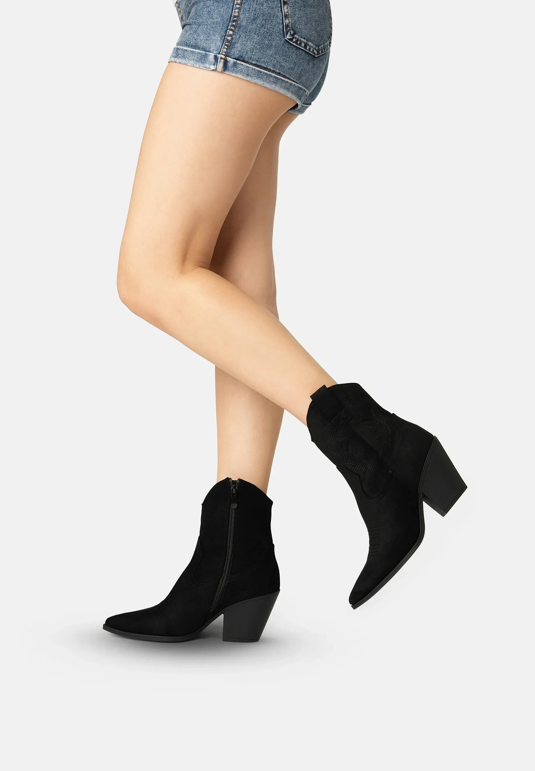 Day Vine Chaussures mi-bottes femmes mi-bottes stivaletti texani motard noir