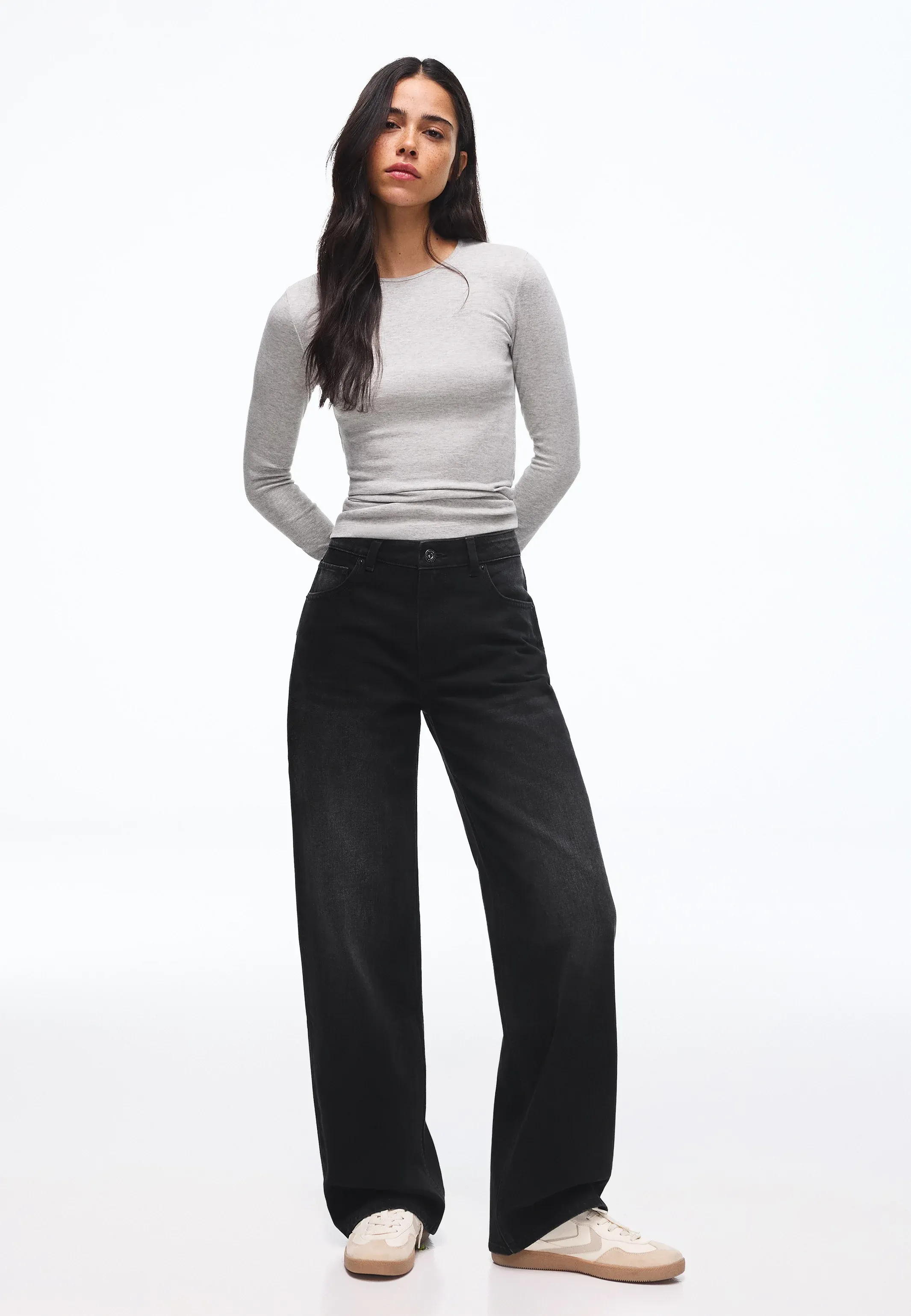 Bershka Jambe Large Noire
