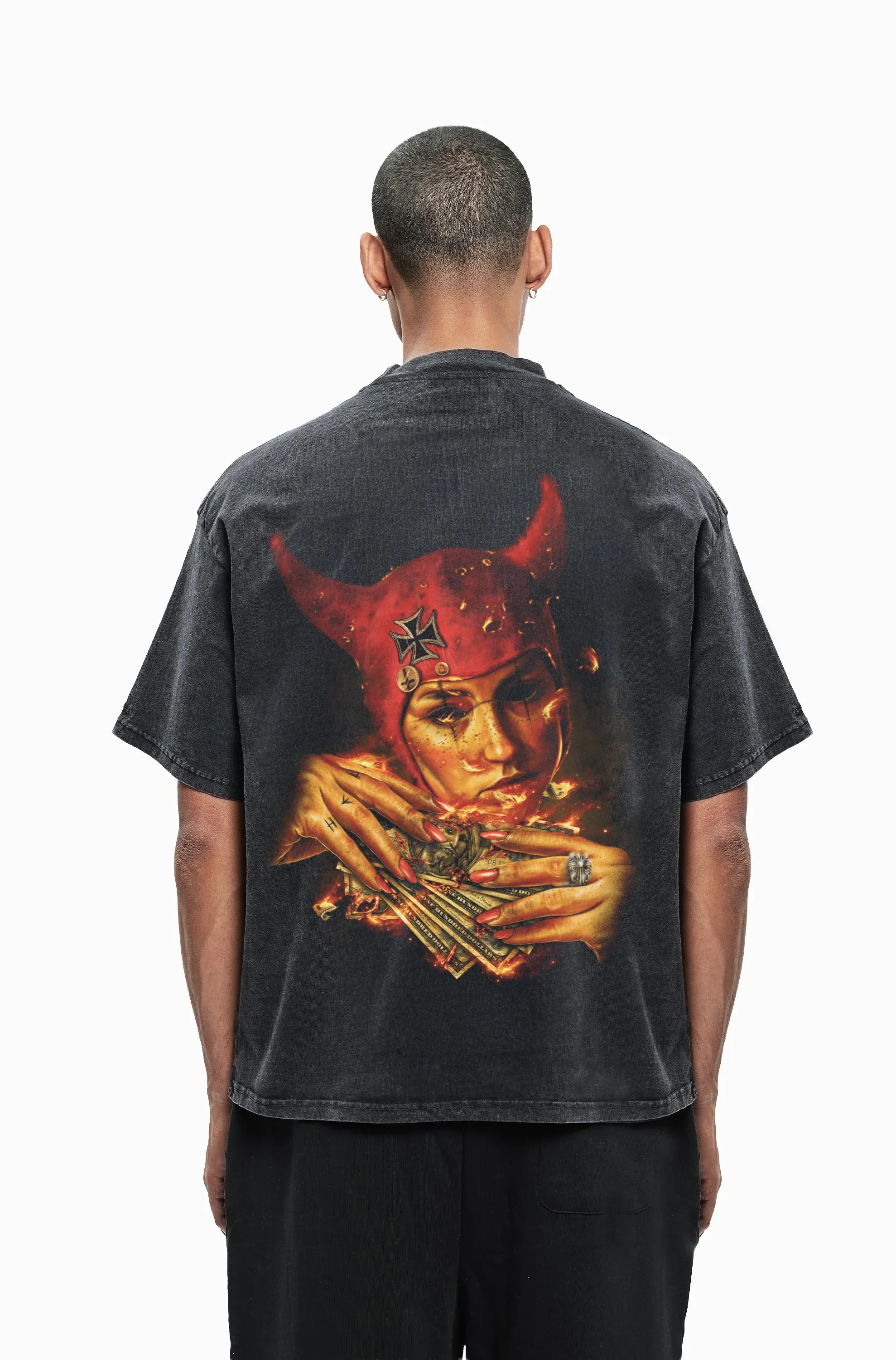T-shirt unisexe Favela X2 à imprimé lavé noir
