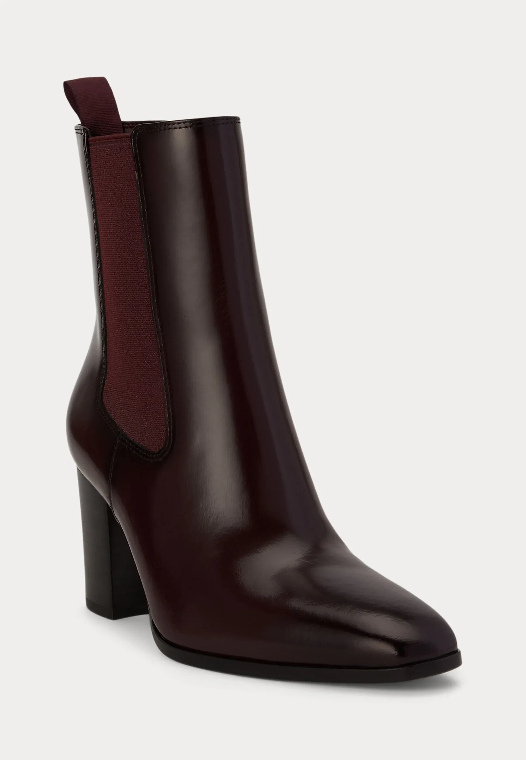 Lauren Ralph Lauren Raelynn Bottes en cuir brillant, couleur bordeaux foncé