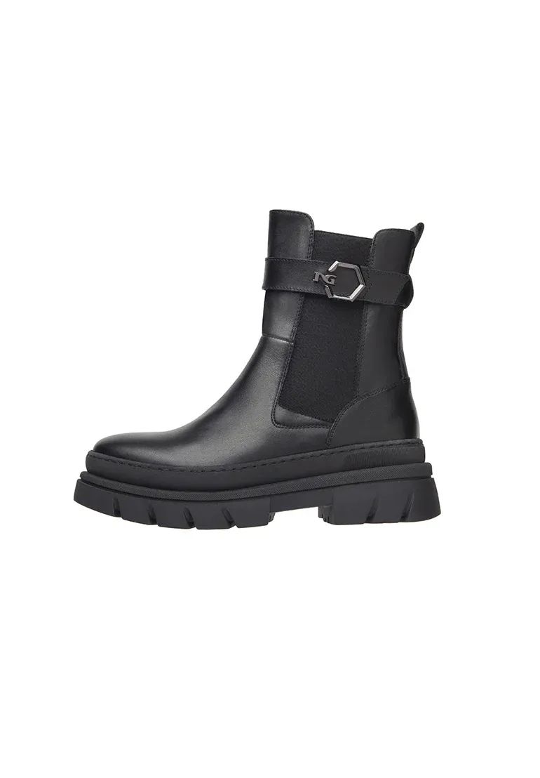 Nerogiardini Bottes à talon plat noir